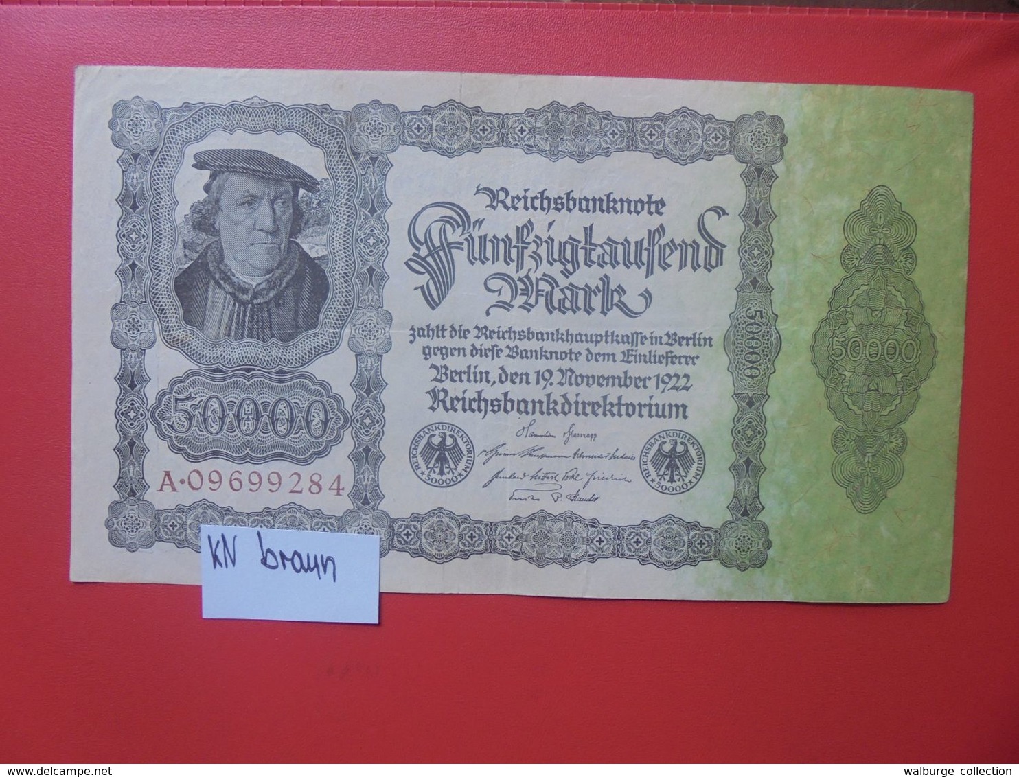 Reichsbanknote 50.000 MARK 1922 VARIANTE N°2 CHIFFRES BRUN 1 SEULE FOIS CIRCULER (B.16) - 50000 Mark