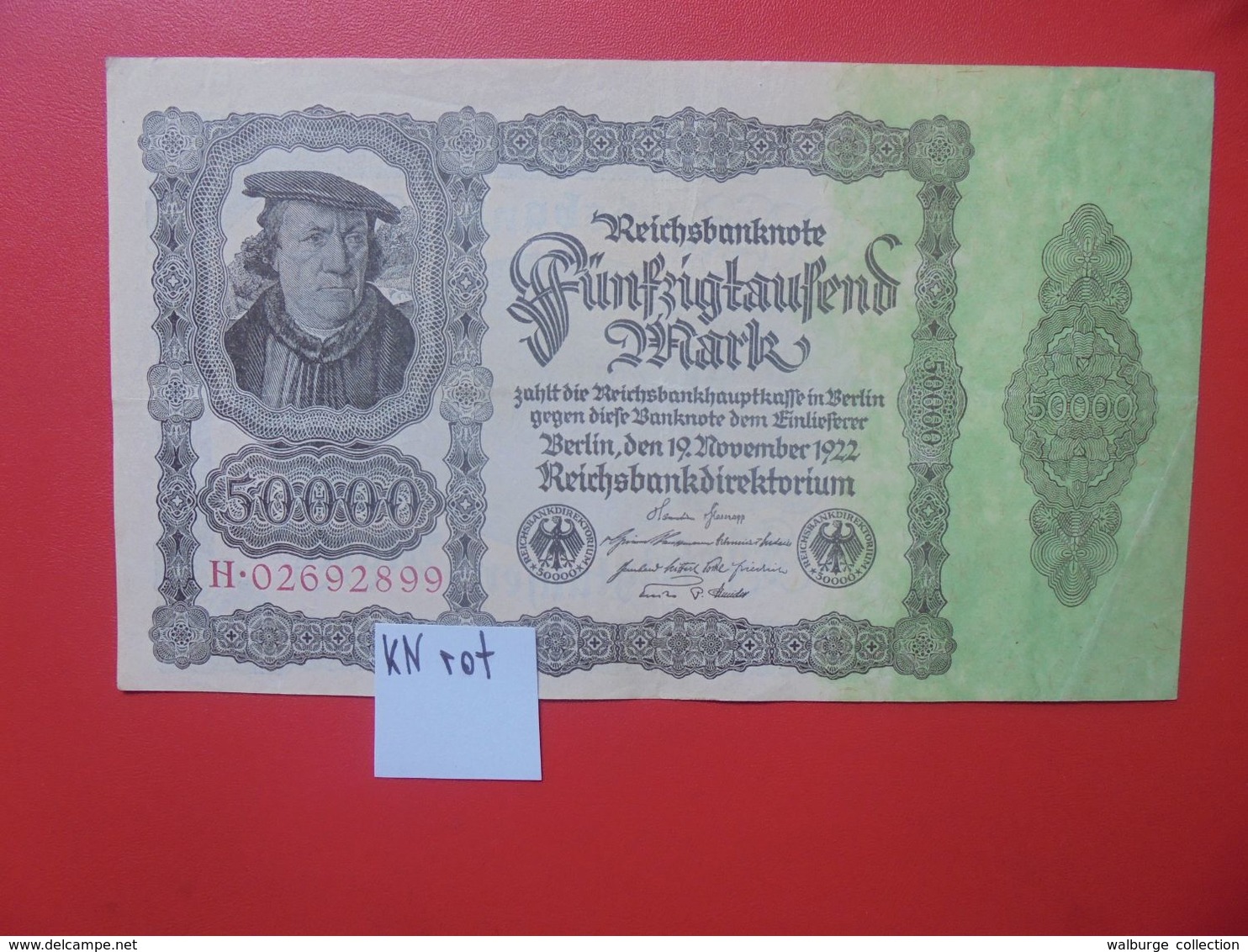 Reichsbanknote 50.000 MARK 1922 VARIANTE N°3 CHIFFRES ROUGE 1 SEULE FOIS CIRCULER (B.16) - 50.000 Mark