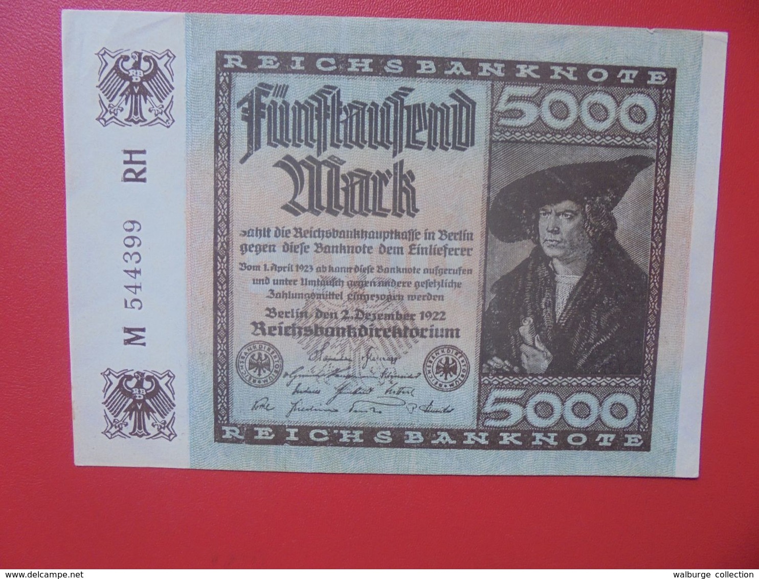 Reichsbanknote 5000 MARK 1922 VARIANTE CIRCULER (B.16) - 5000 Mark