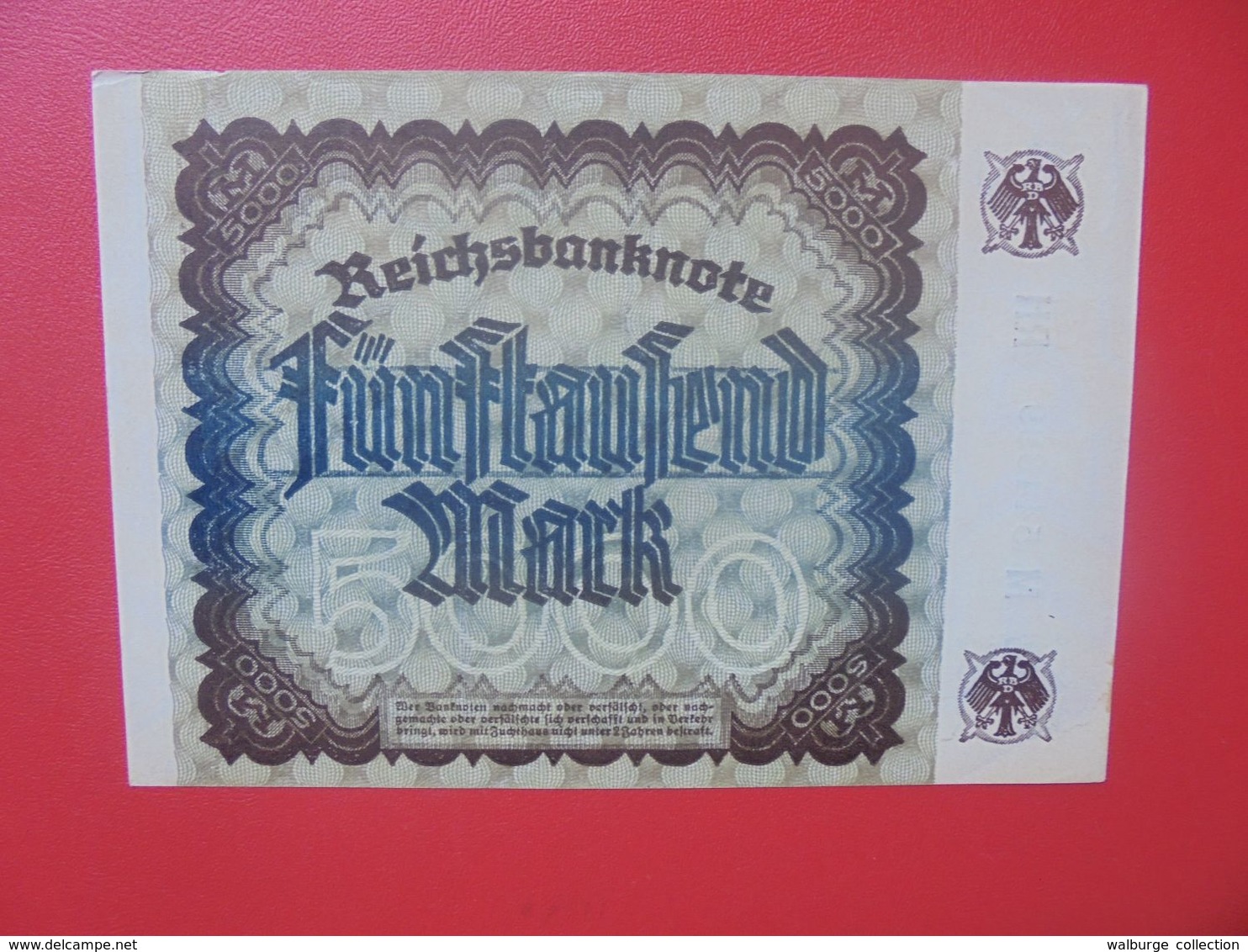 Reichsbanknote 5000 MARK 1922 VARIANTE CIRCULER (B.16) - 5000 Mark