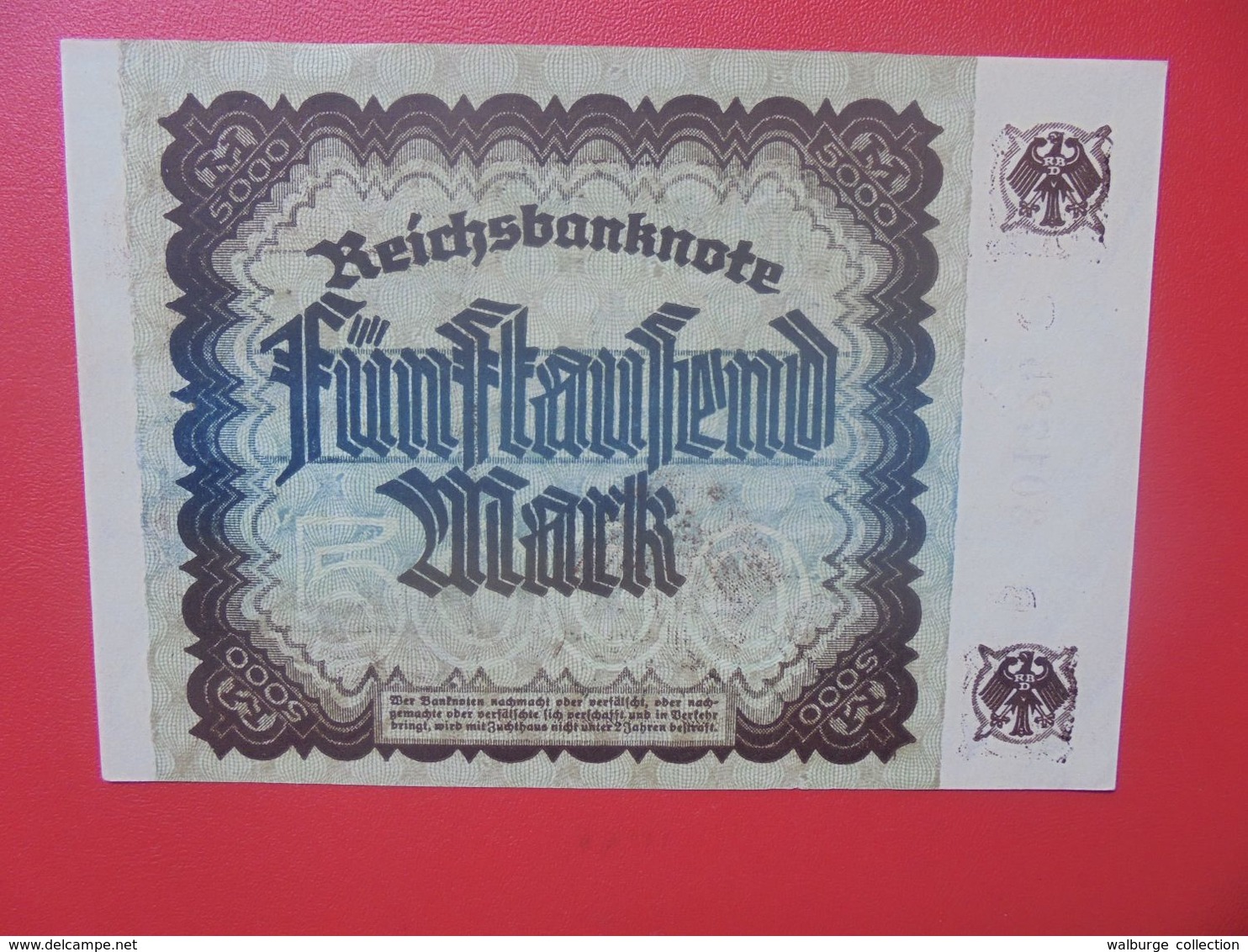 Reichsbanknote 5000 MARK 1922 VARIANTE CIRCULER (B.16) - 5.000 Mark