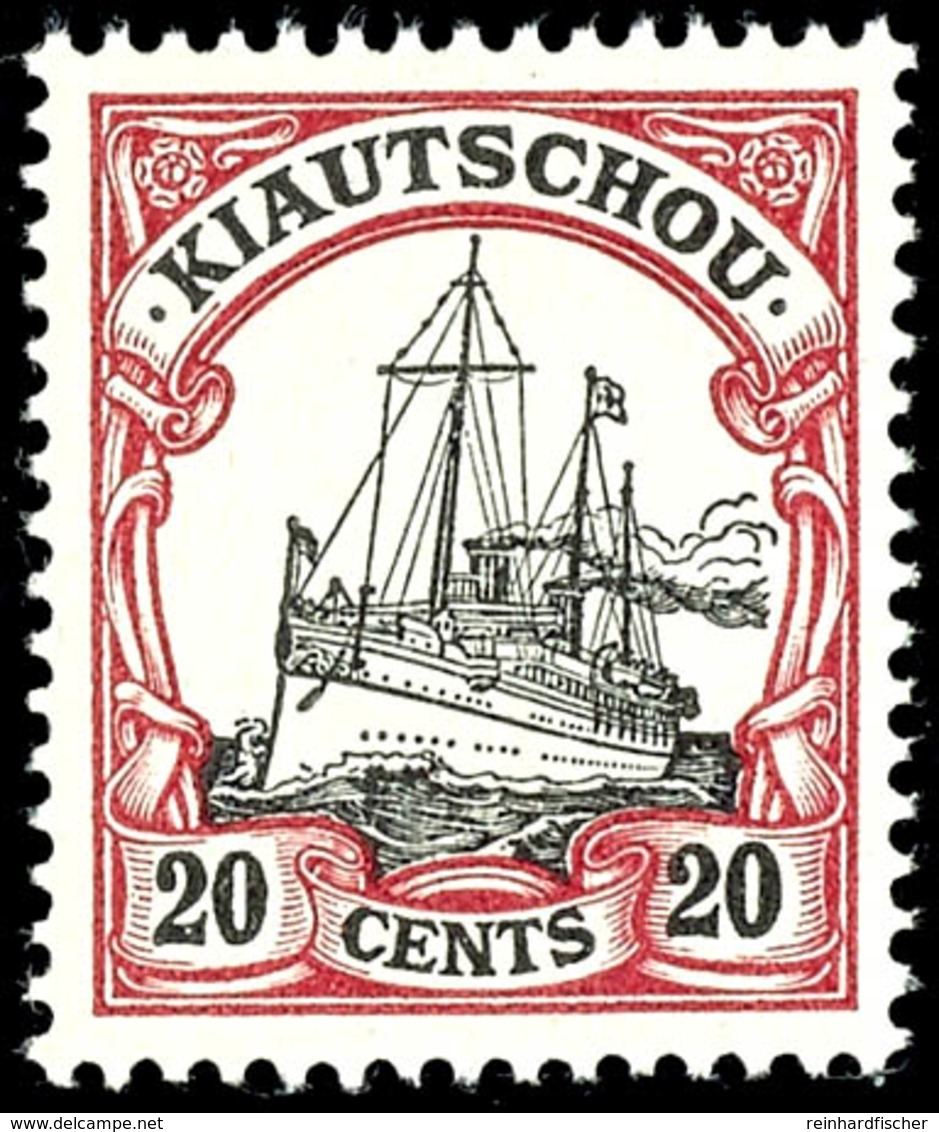 20 Cents Kaiseryacht, Tadellos Postfrisch, Ohne Signatur, Mi. 130,- Unterbewertet, Zuschlag 168. Auktion = 120,-, 164. A - Kiautchou