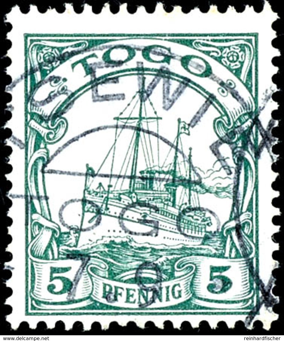 TSEWIE, 5 Pfennig Grün, Tadellose Marke Mit Gutem Stempel, Geprüft Eibenstein BPP, ARGE 100, Katalog: 8 O - Togo