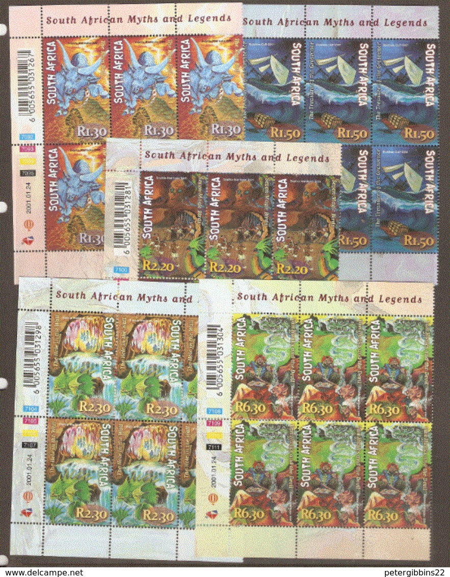 South Africa  2001  1242-6  Myths And Legends  Blocks Of Six    Unmounted Mint - Unused Stamps