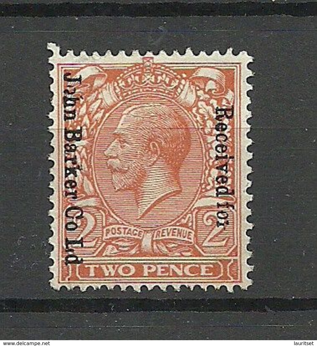 Great Britain Received For John BARKER Co Ld George V Michel 130 Overprinted Revenue Fiscal Tax Postage Due Official - Ongebruikt