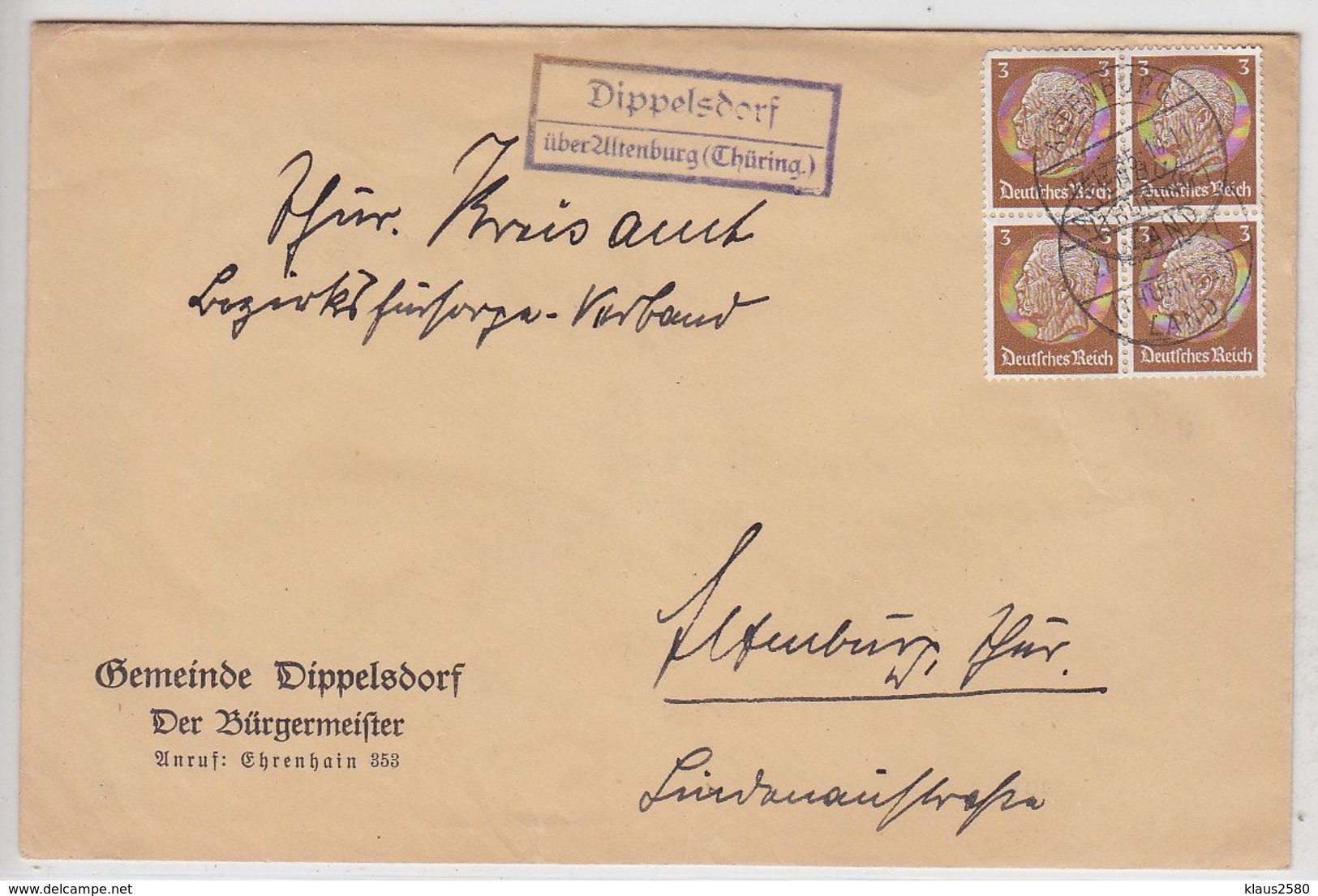 Deutsches Reich Brief Mit VB-Frankatur Und Landpoststempel Dippelsdorf - Covers & Documents