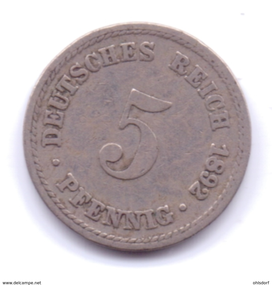 DEUTSCHES REICH 1892 A: 5 Pfennig, KM 11 - 5 Pfennig