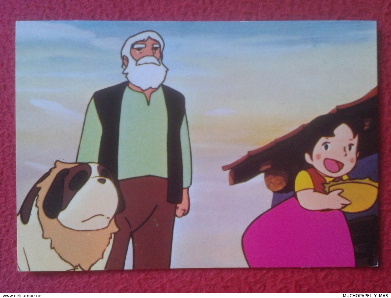 POSTAL POST CARD 1975 TARJETA Nº 2 HEIDI EL VIEJO DE LOS ALPES Y NIEBLA TVE FHER ZUIYO JAPÓN..ANIME SERIE..JAPAN NIPPON - Cuentos, Fabulas Y Leyendas