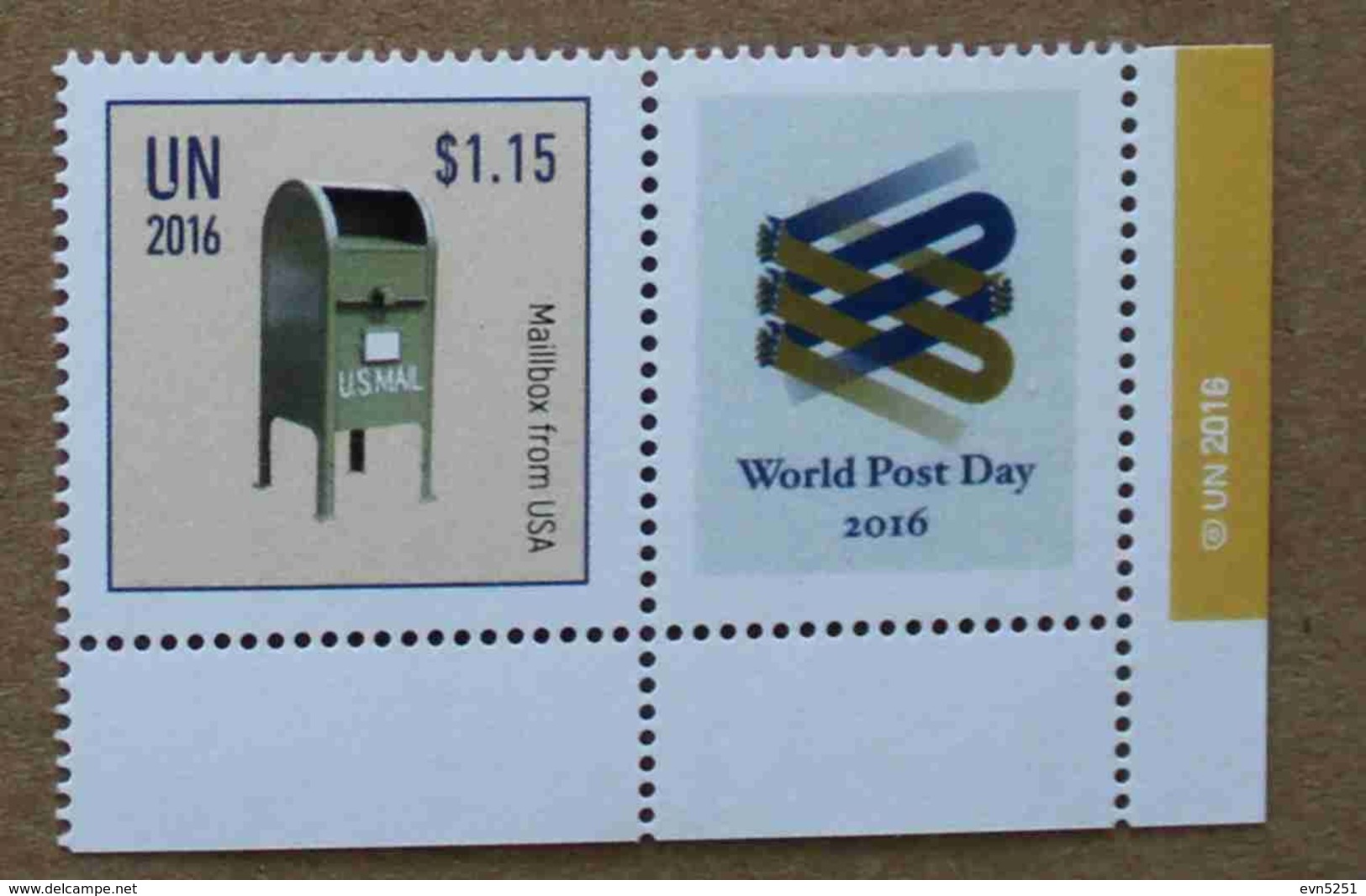 NY16-01 : Nations-Unies (New-York) / Journée Mondiale De La Poste - Boîte Aux Lettres (Etats-Unis) - Neufs