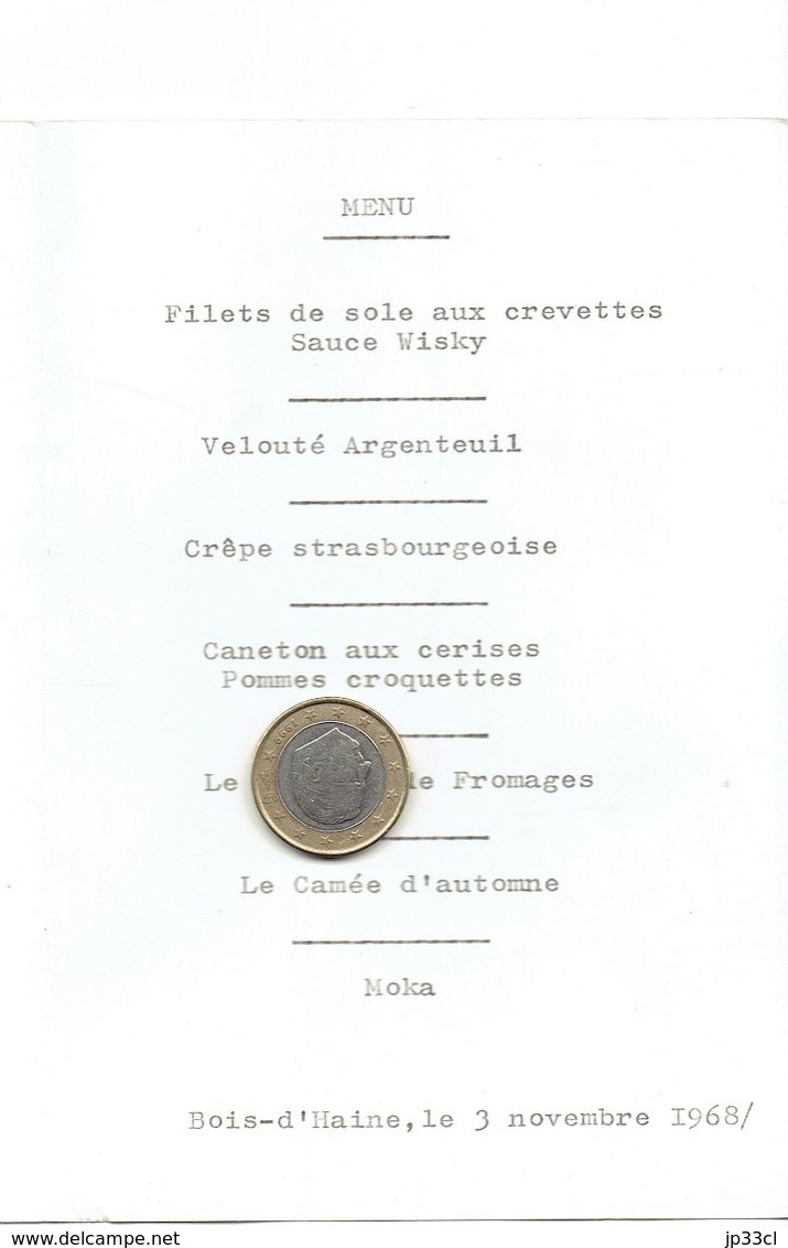 Dinde Four (Turkey, Oven) Sur Menu Signé Capucine (3/11/1968) - Menus