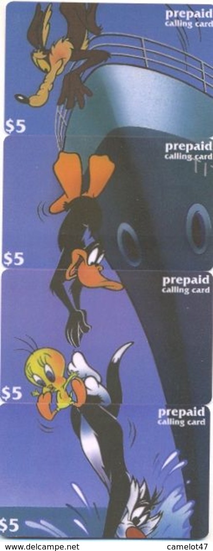 Looney Tunes, $5, LDPC, 4 Prepaid Calling Cards, PROBABLY FAKE, # Wb-4 - Puzzle
