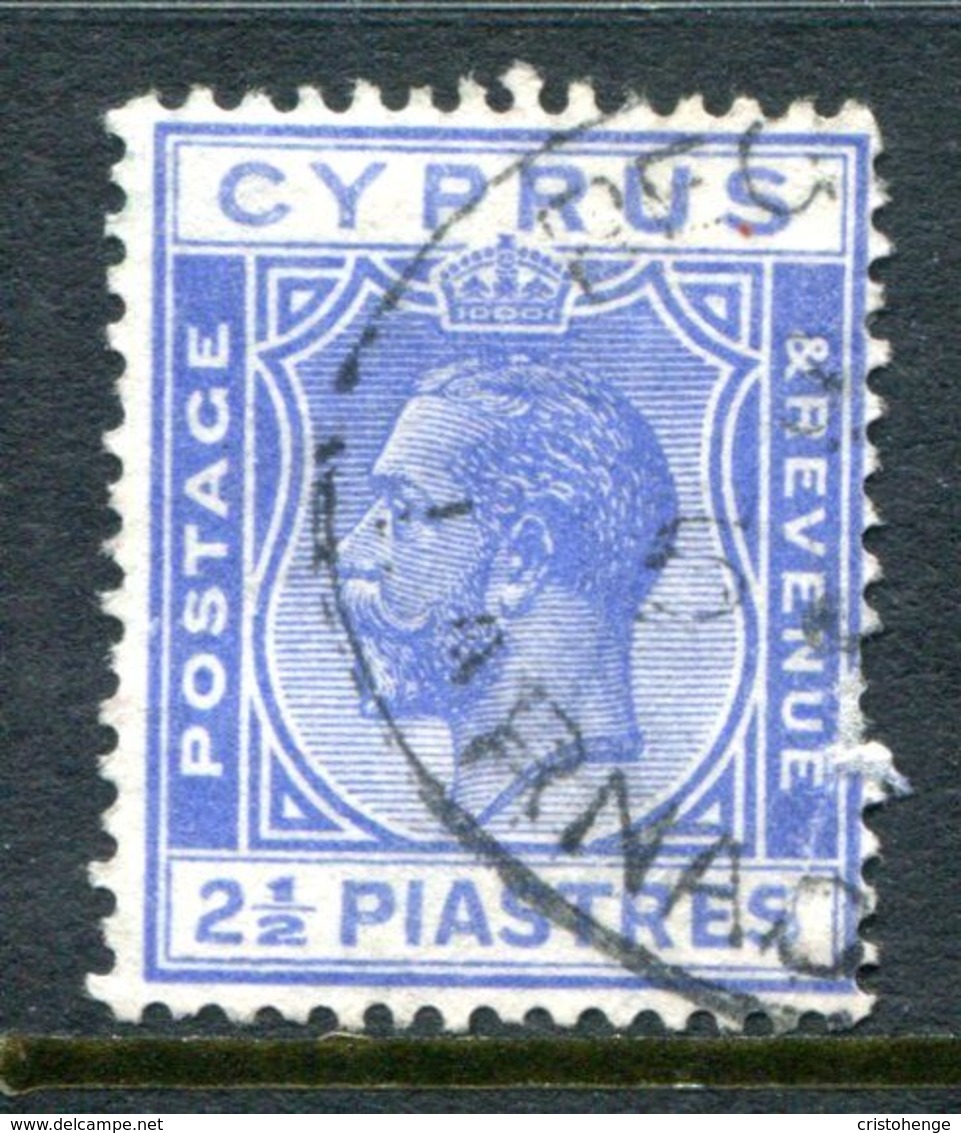 Cyprus 1925 KGV - Wmk. Mult. Script CA - 2½pi Bright Blue Used (SG 122) - Cyprus (...-1960)