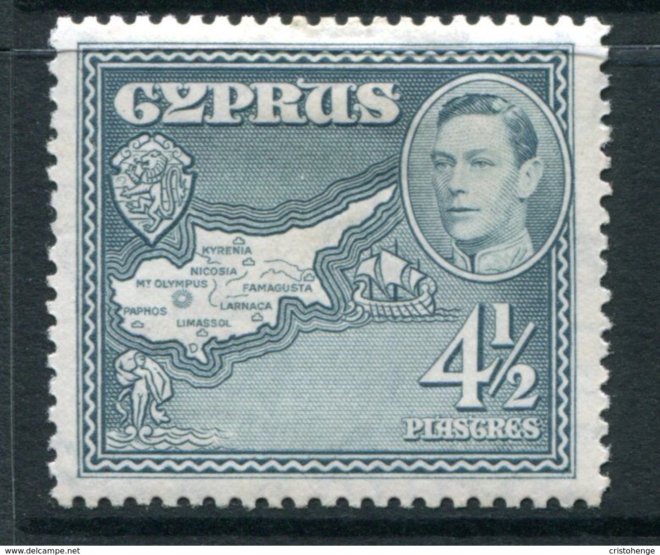 Cyprus 1938-51 KGVI Pictorial Definitives - 4½pi Map HM (SG 157) - Cyprus (...-1960)