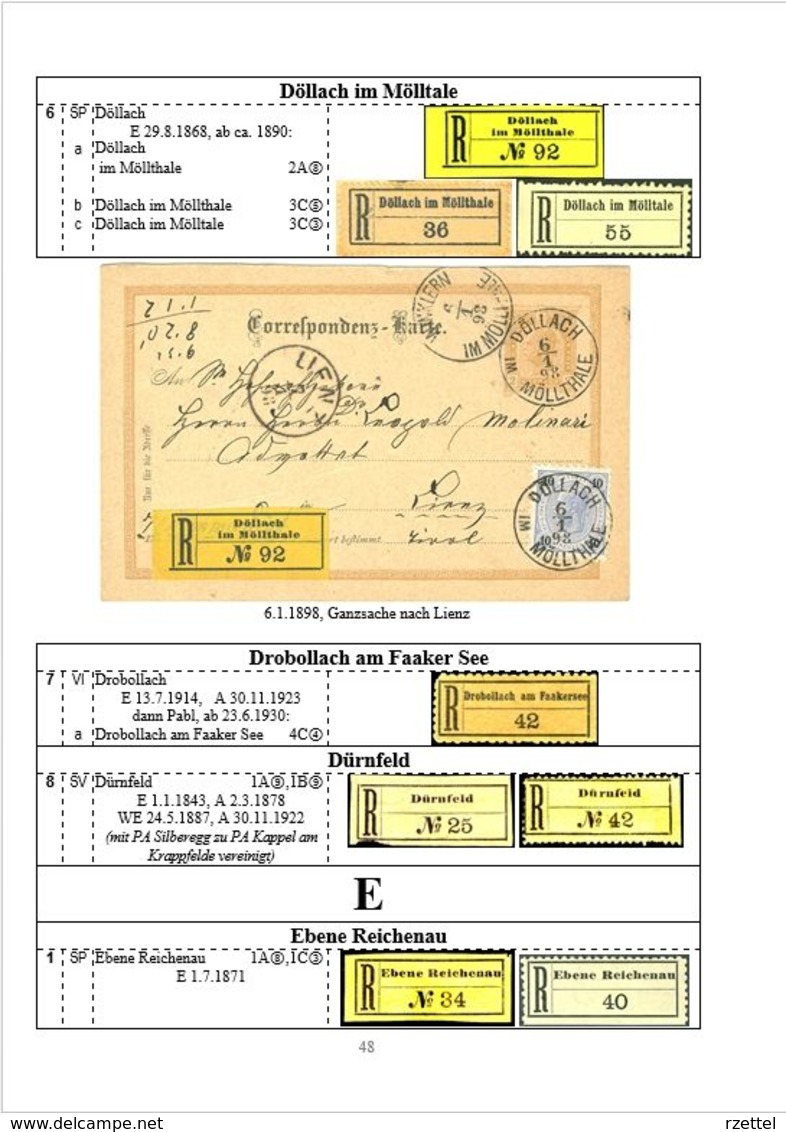 Reko-Zettel Und Einschreibe-Belege Von Kärnten 1886 - 1938 - Filatelie En Postgeschiedenis