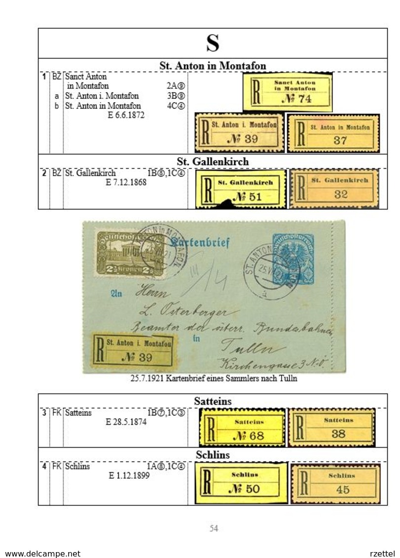 Reko-Zettel Und Einschreibe-Belege Von Vorarlberg Und Liechtenstein 1886 - 1938 - Filatelia E Storia Postale