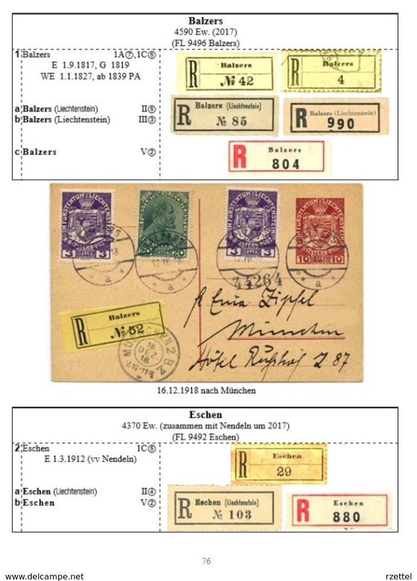 Reko-Zettel Und Einschreibe-Belege Von Vorarlberg Und Liechtenstein 1886 - 1938 - Philately And Postal History