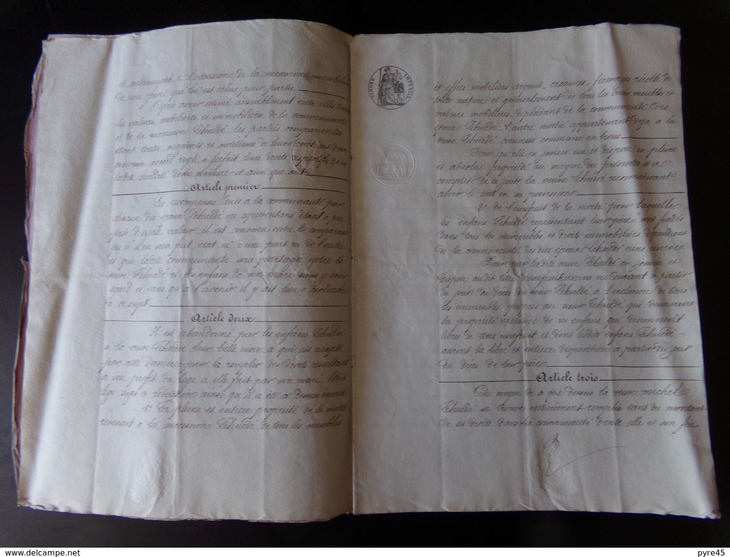 Acte Notarié Du 27 Octobre 1855 " Règlement De Communauté " Vrenière Notaire à Guérande - Non Classés