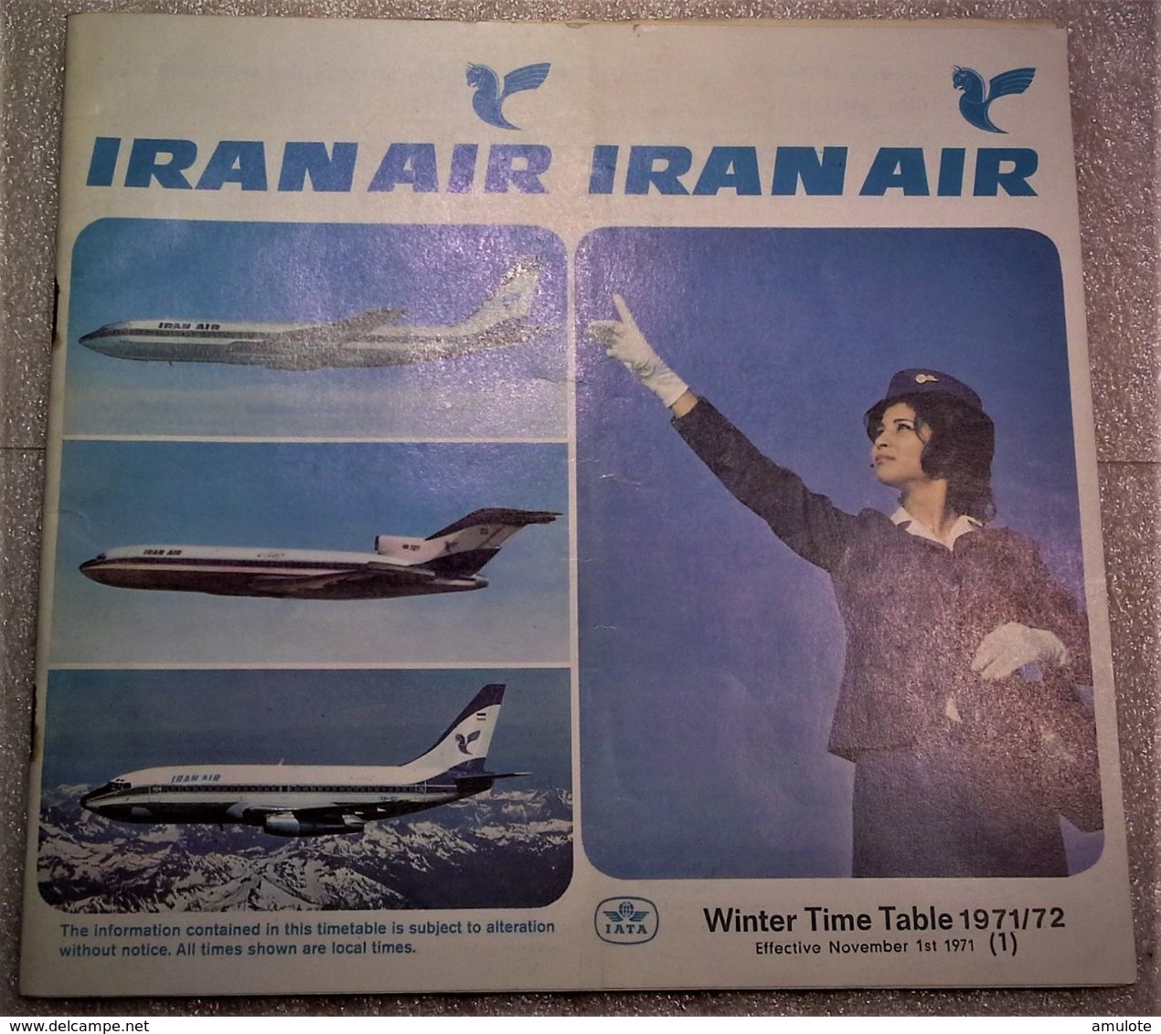 RARE Iran Air Winter Time Table 1971/1972 - Zeitpläne