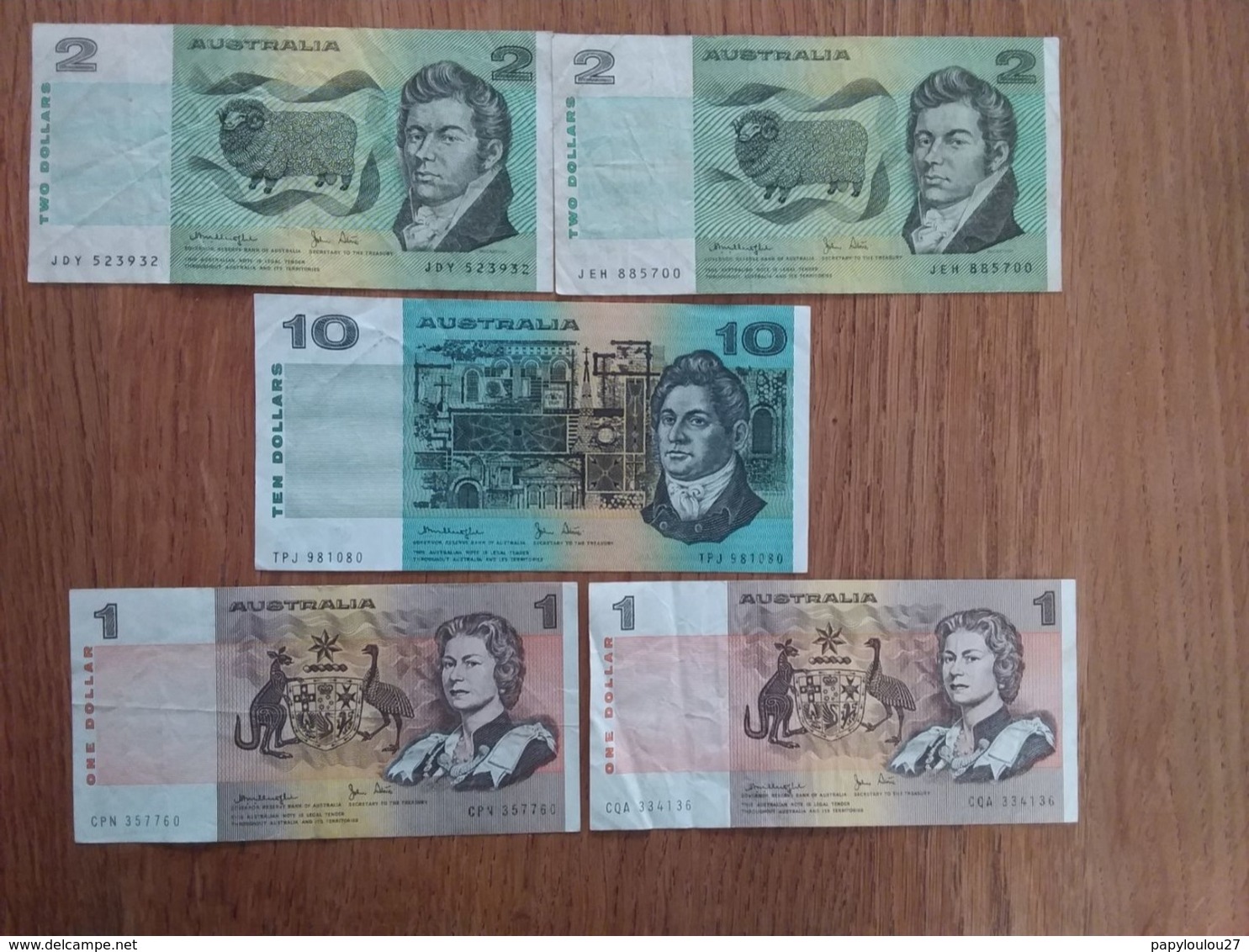 Lot De 5 Billets Australiens En Bon état - Colecciones & Series