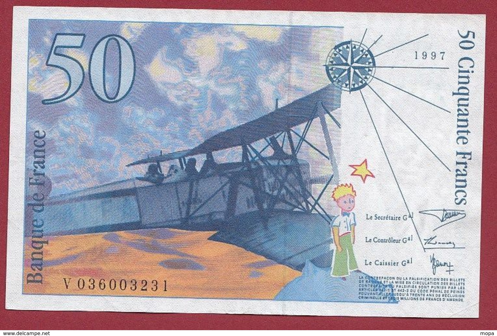 50 Francs "St Exupéry" 1997--UNC/NEUF----ALPH.V  ---Numéro.036003231 - 50 F 1992-1999 ''St Exupéry''