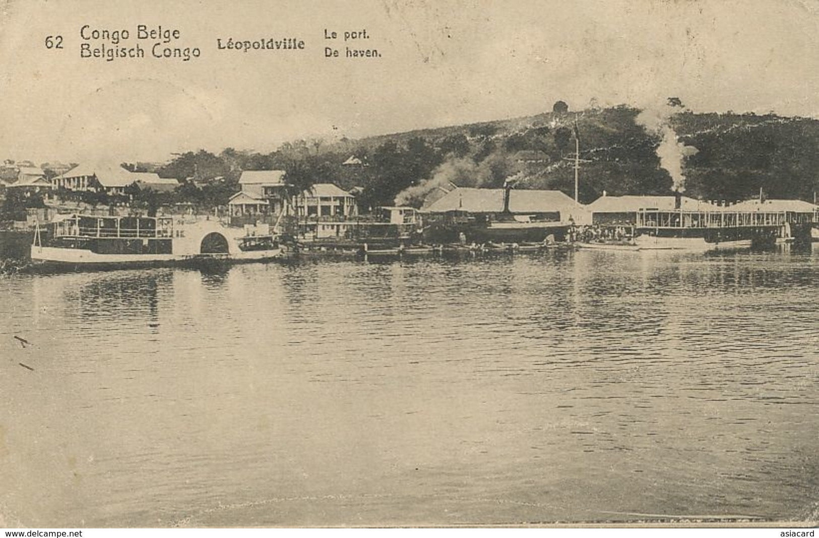 Congo Belge Entier Postal Timbrée Kigoma Leopoldville Le Port  Bateau à Aube . Paddle Boat - Kinshasa - Leopoldville