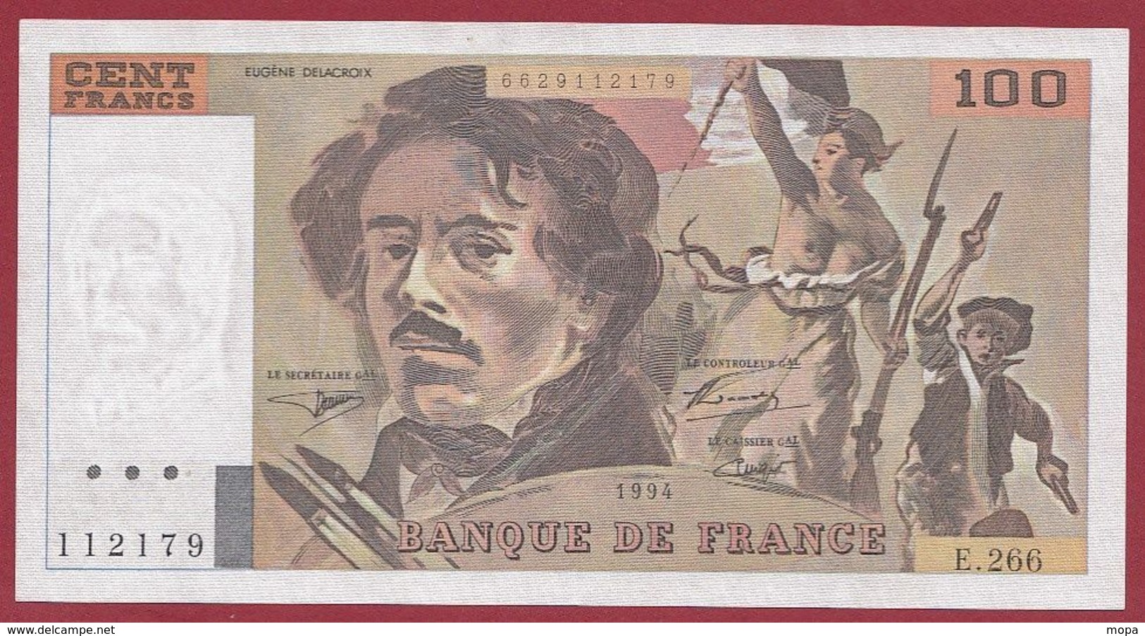 100 Francs "Delacroix" 1994 ----SUP+----ALPH.E.266--AUCUN TROU D EPINGLE - 100 F 1978-1995 ''Delacroix''