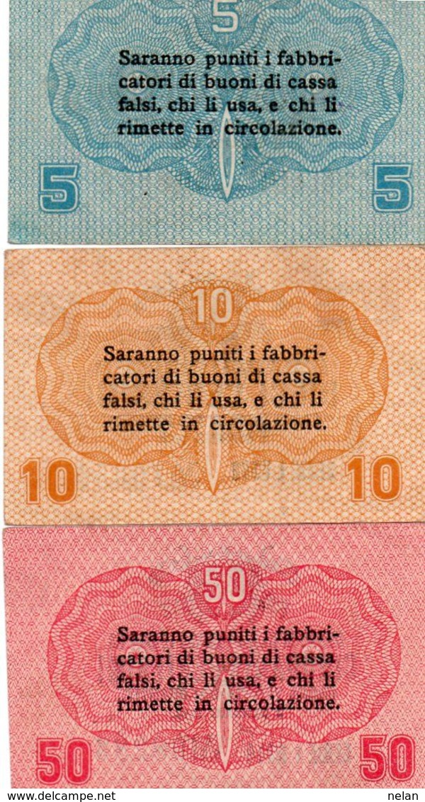 ITALIA -BUONO DI CASSA VENETA DEI PRESTITI-1918-5,10,50 CENTESIMI P-M1,M2,M-3   AUNC - Buoni Di Cassa