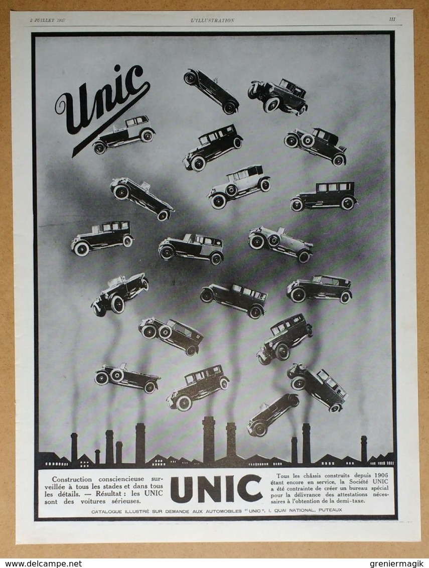 1927 Automobiles UNIC Puteaux - Gévelot D'après Benjamin Rabier - Burberrys - Publicité - Werbung