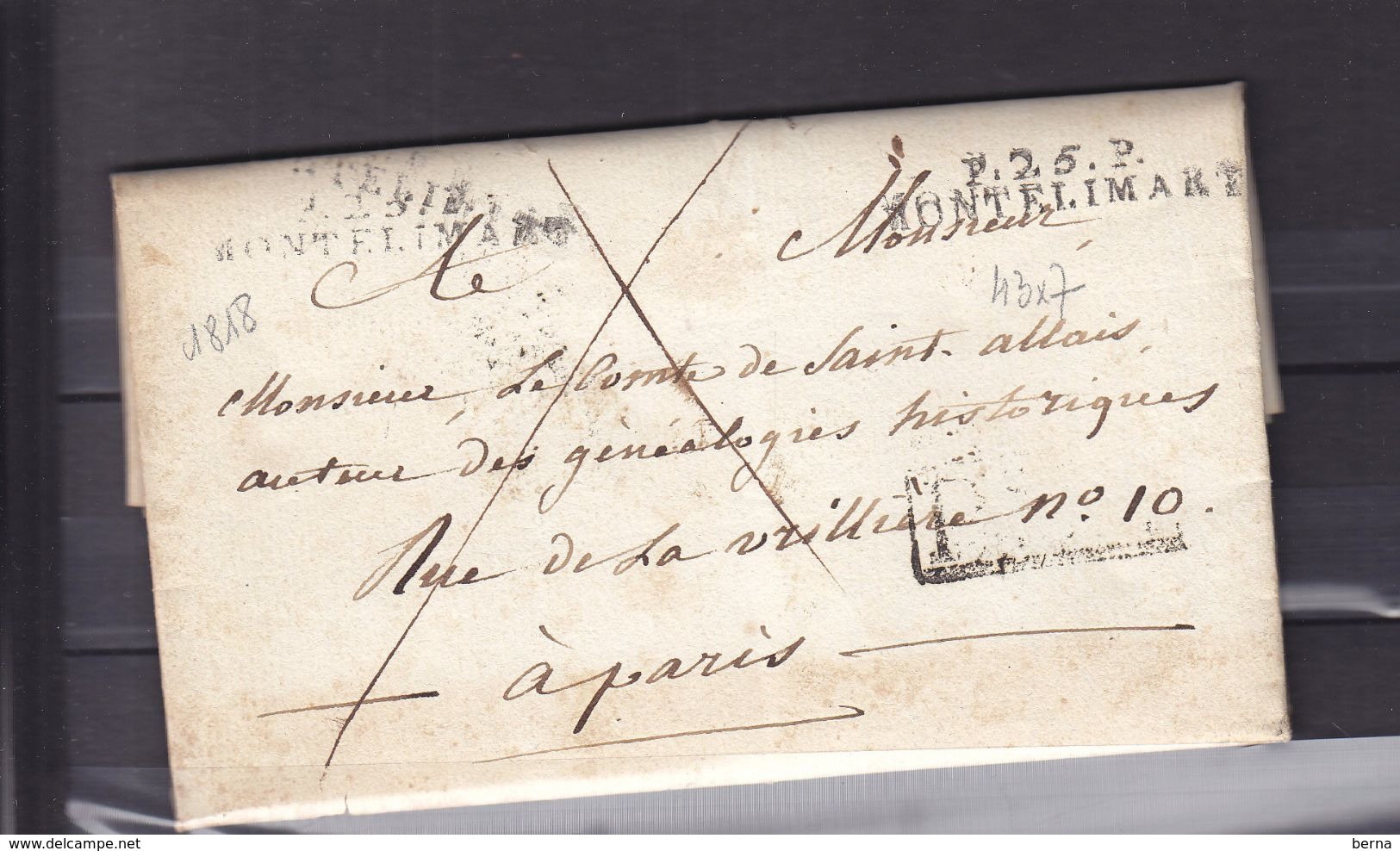 LETTRE 1818 P.25P. MONTELIMAR SIGNE CONTE  DE ROCHEFORT DEMANDE ETRE DECORATION ORDRE DE JERUSALEMN ORDRE DE MALTE - 1801-1848: Precursori XIX