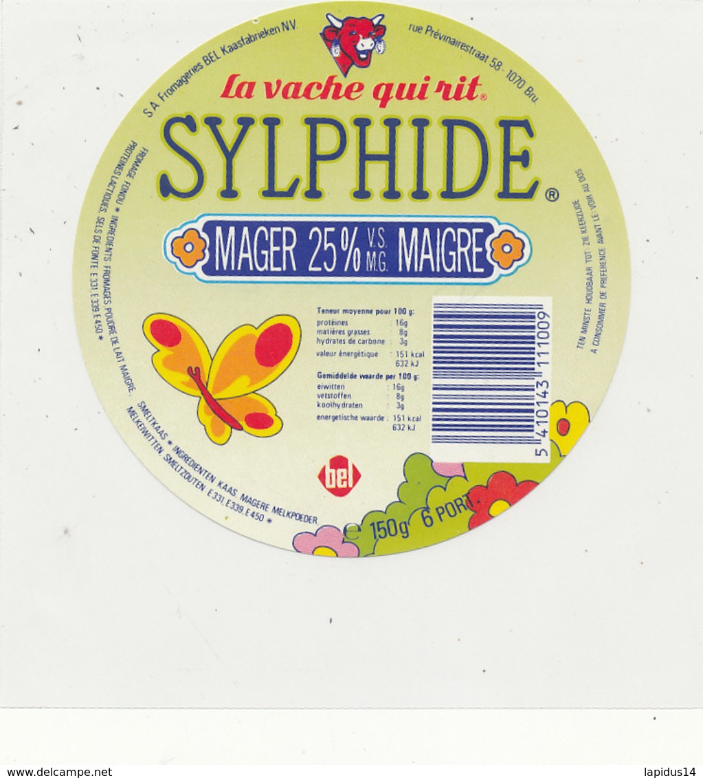 Y 671 /   ETIQUETTE DE FROMAGE   LA VACHE QUI RIT  SYLPHIDE - Fromage