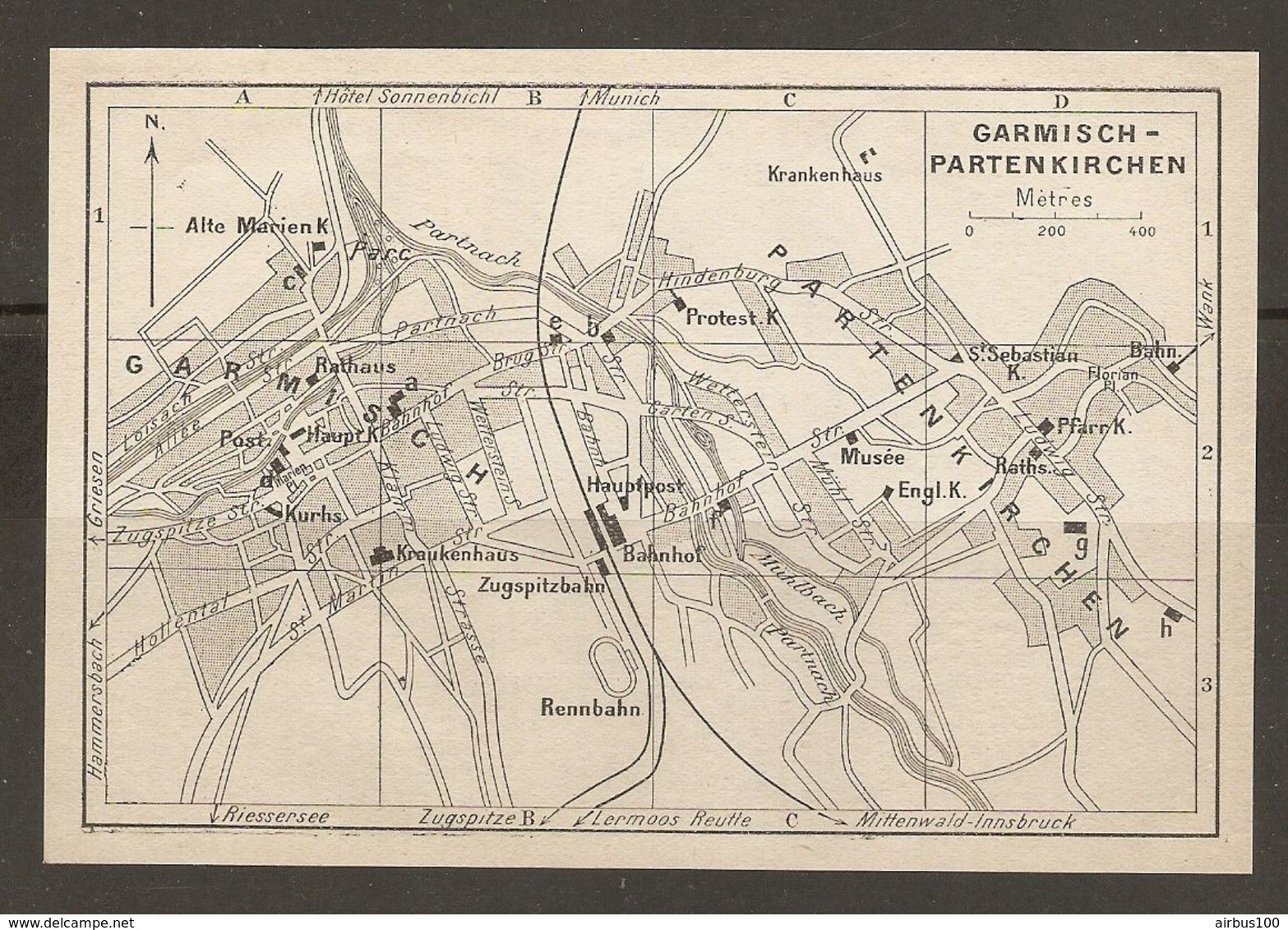CARTE PLAN 1937 BAVIERE GARMISCH PARTENKIRCHEN - KARTE 1937 BAYERN - Topographische Karten