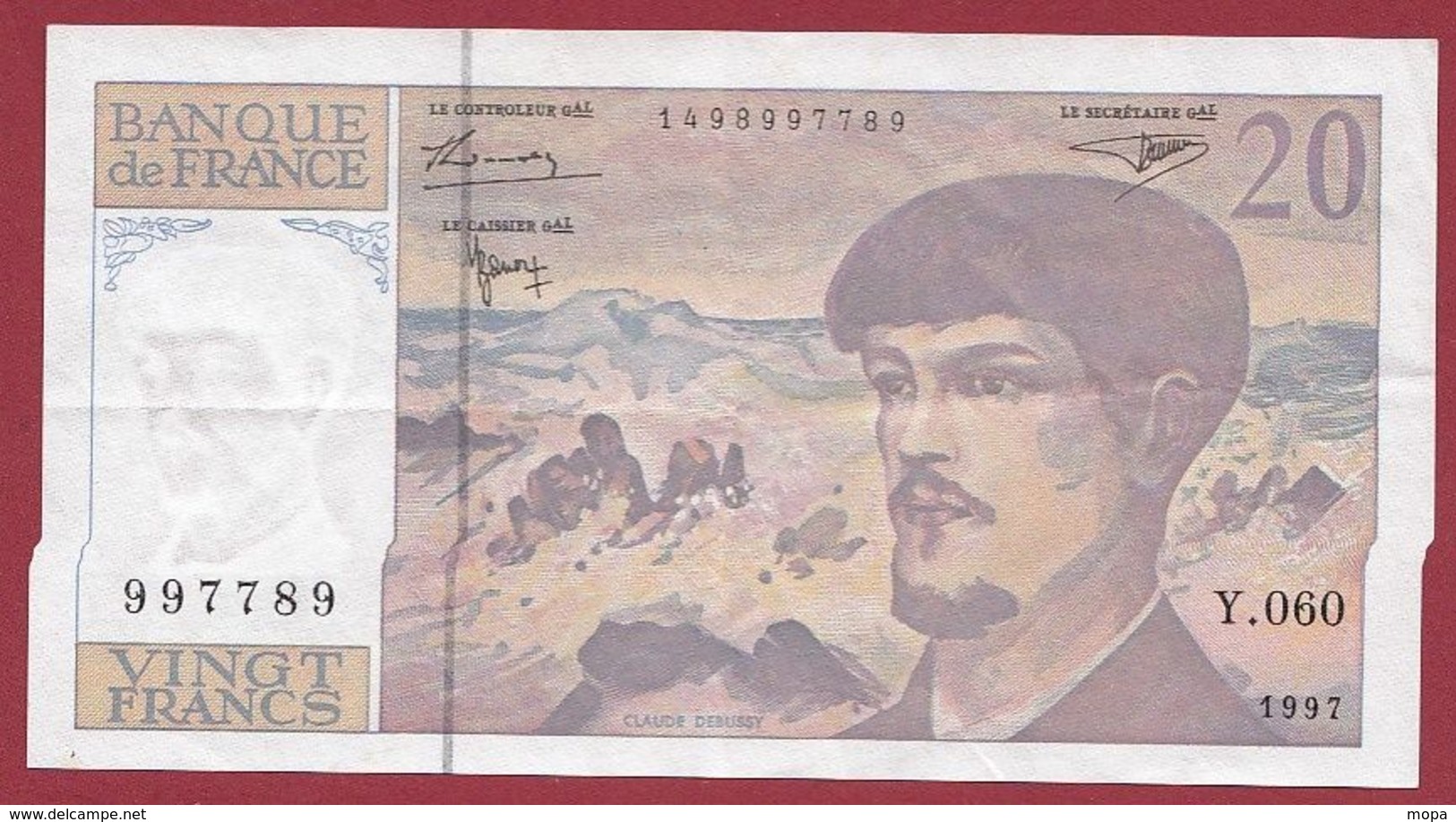 20 Francs "Debussy" 1997----TTB+----ALPH.Y.60---N °997789---PROCHE DU MILLION - 20 F 1980-1997 ''Debussy''