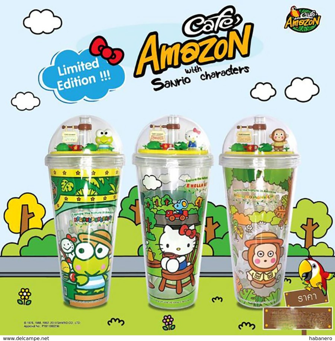 HELLO KITTY SANRIO TUMBLER DRINKING CUP - VERY LIMITED ITEM FROM CAFE AMAZON THAILAND - Autres & Non Classés