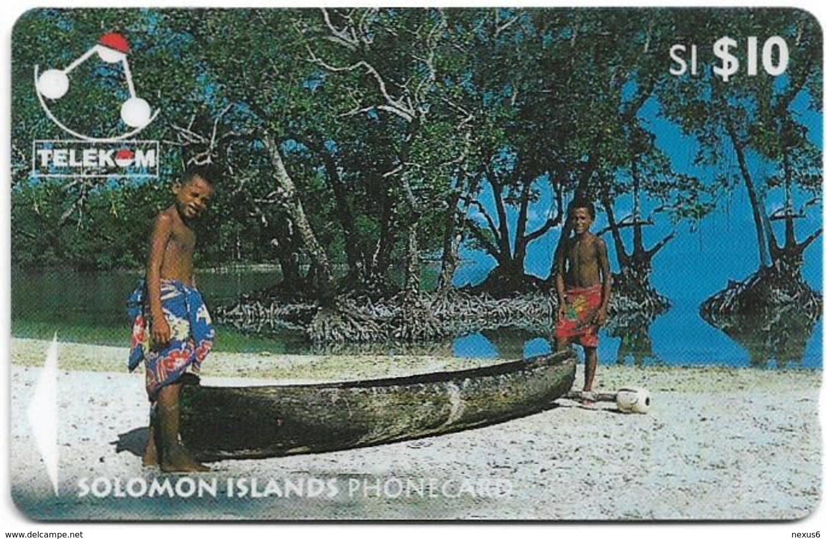 Solomon - Solomon Tel. - GPT - SOL-13A - 03SIC (Normal 0, Split To 2 Parts) - Canoe From Sikaiana, 10$, Used - Isole Salomon