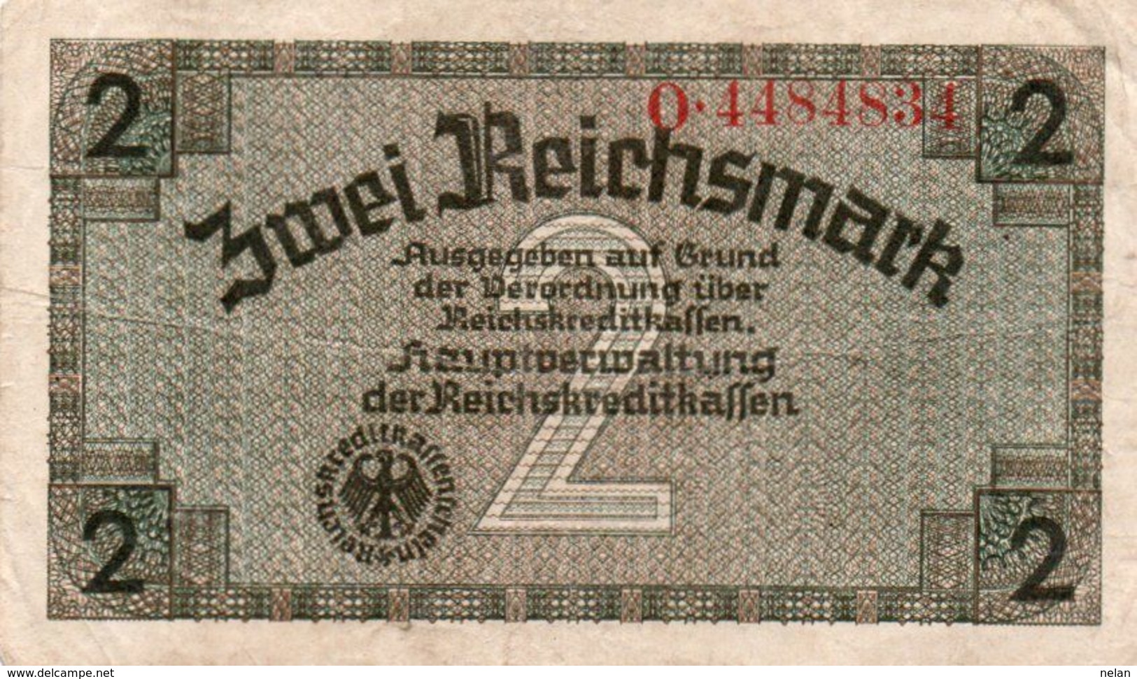 GERMANY-. 2 REICHSMARK 1940 **  P-R137a  CIRC - 2° Guerre Mondiale