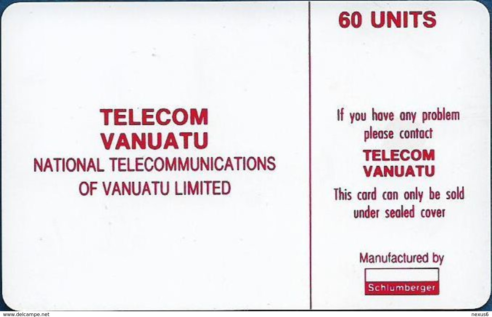 Vanuatu - TVL Logo, SC7 ISO, No Cn., 60U, 01.1997, Used - Vanuatu