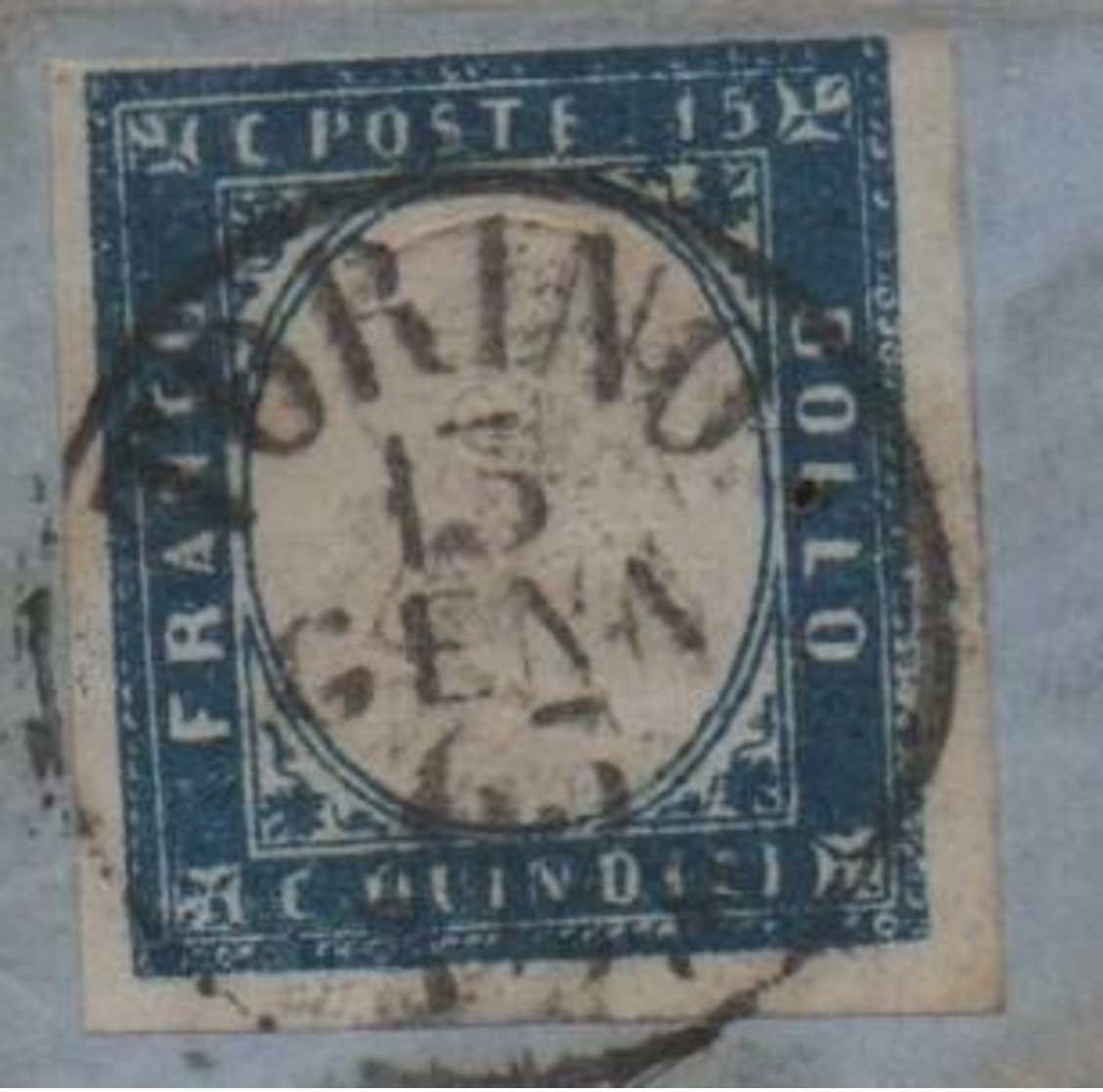 1863: ND 15c Rara Tinta Azzurroverdastro (11ha) Su Lettera : Cert. Cardillo (€ 4.500) - Marcophilie