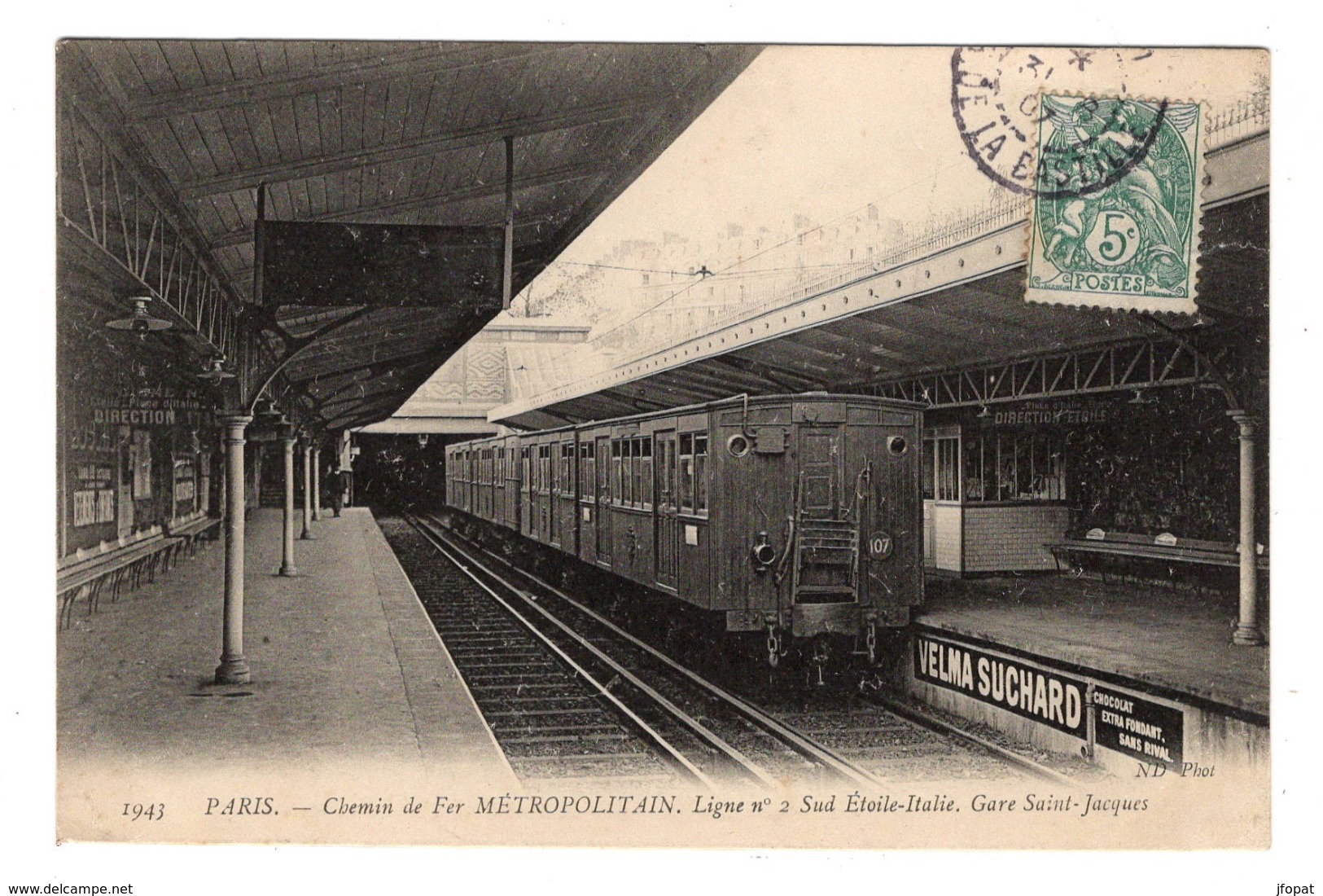 75 PARIS - 14ème, Chemin De Fer Métropolitain, Ligne N°2 Sud Etoile-Italie, Gare Saint-Jacques - District 14