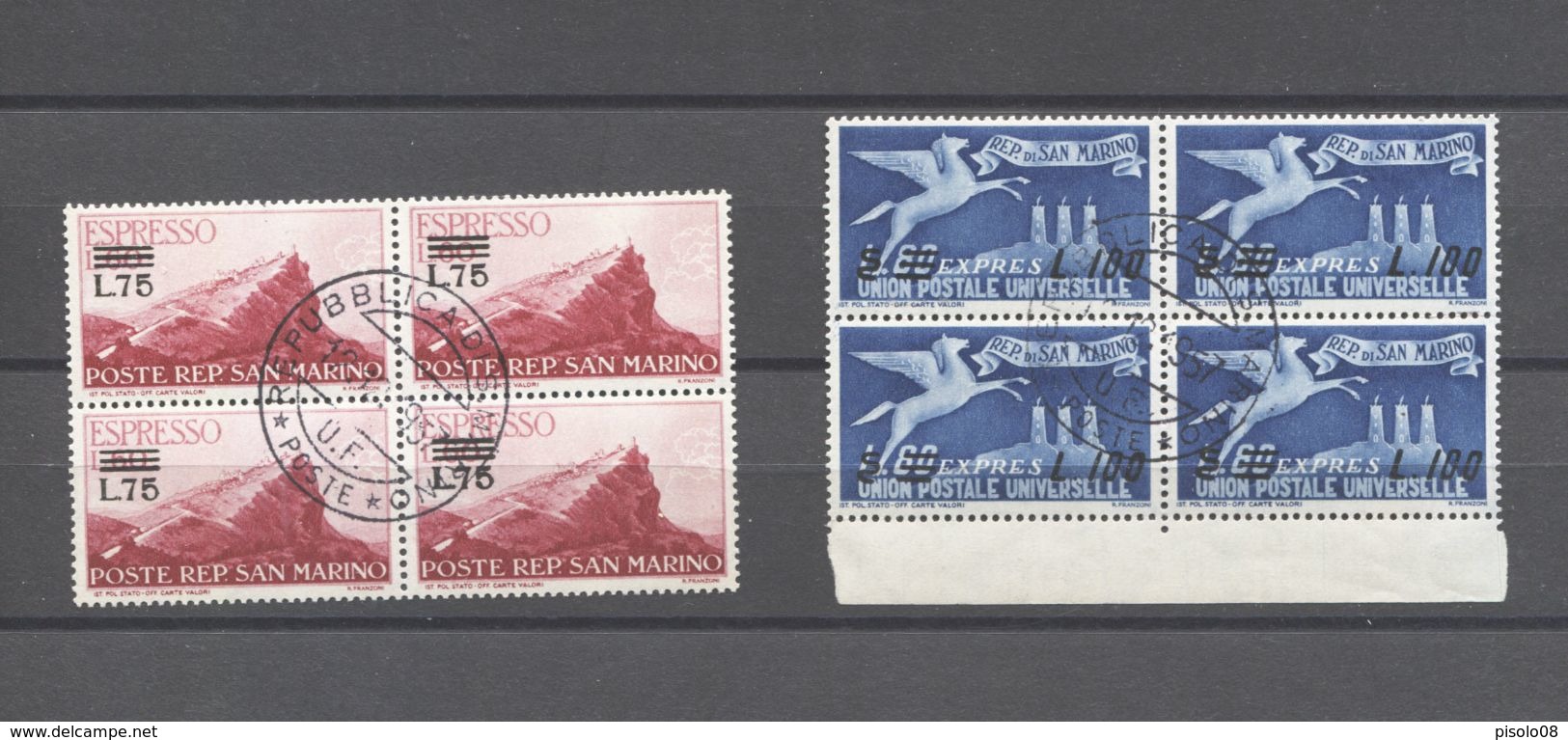 SAN MARINO 1957 ESPRESSI QUARTINE USATE - Express Letter Stamps