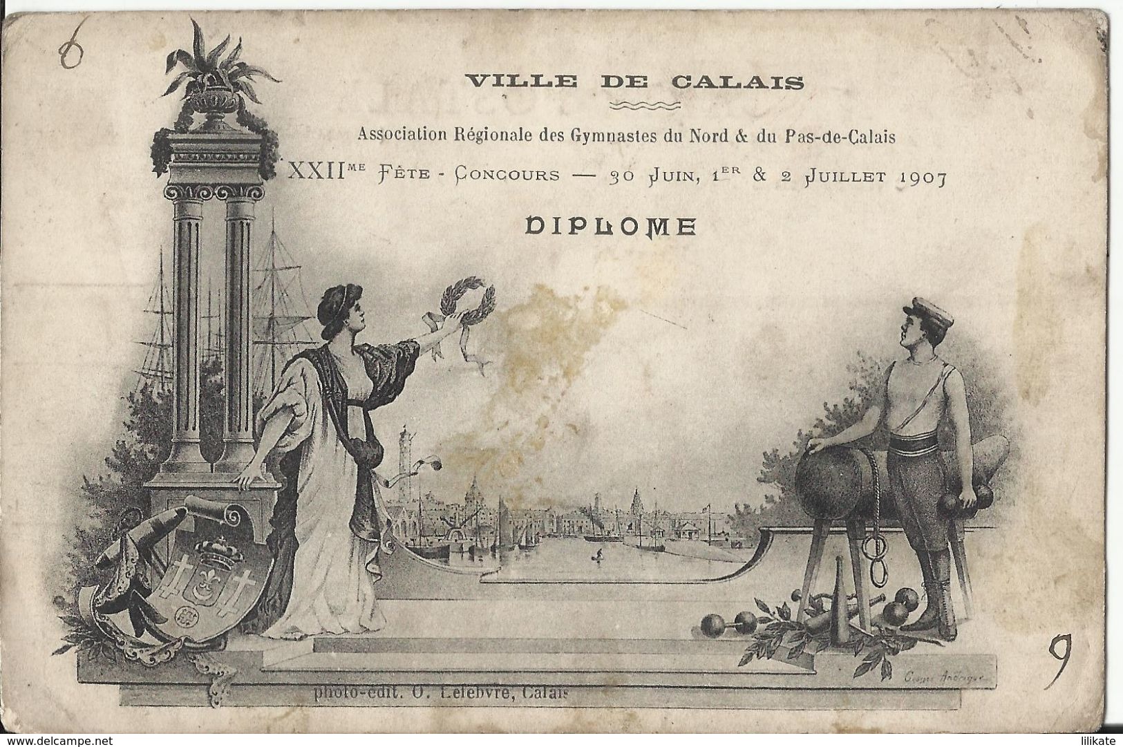 62. Ville De CALAIS - Association Régionale Des Gymnastes Du Nord & Du Pas De Calais - XXIIè Fête Concours 30 Juin 1907 - Calais