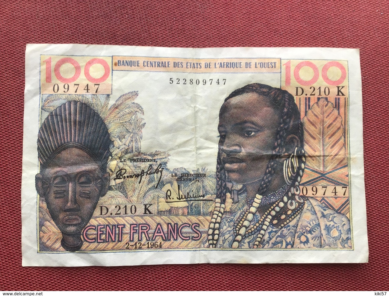 Banque Des états D’Afrique De L’Ouest 100 Francs 2/12/1964 - Südafrika