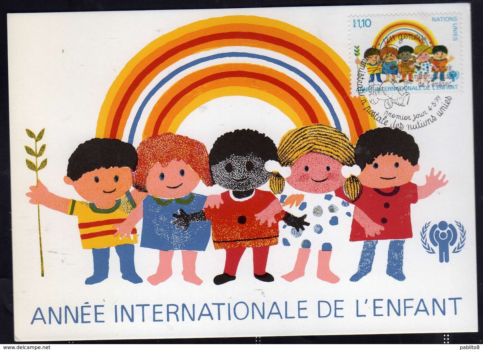 NATIONS UNIES GENEVE ONU UN UNO 4 5 1979 ANNEE INTERNATIONALE DE L'INFANT CHILD YEAR  FDC MAXI CARD CARTOLINA MAXIMUM - Maximum Cards