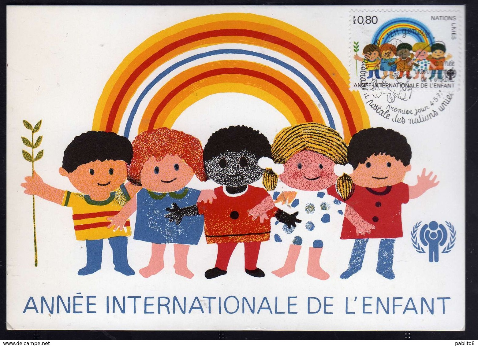 NATIONS UNIES GENEVE ONU UN UNO 4 5 1979 ANNEE INTERNATIONALE DE L'INFANT CHILD YEAR  FDC MAXI CARD CARTOLINA MAXIMUM - Maximum Cards