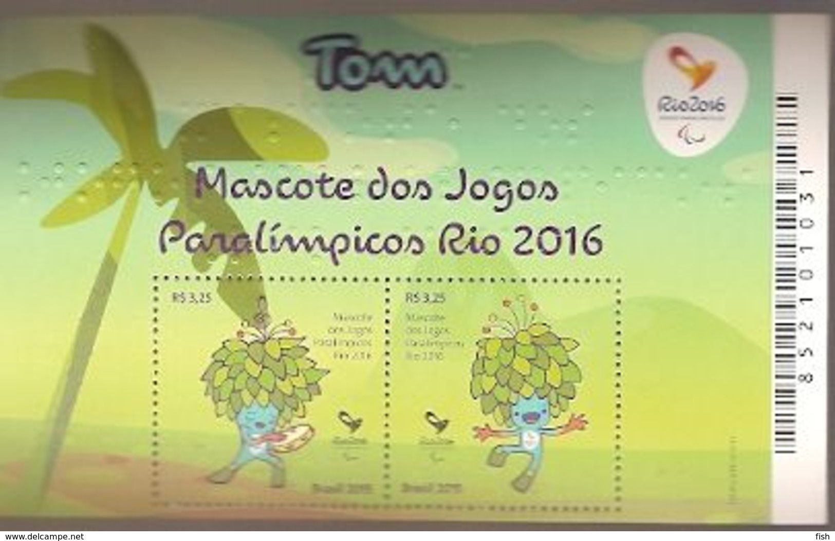 Brazil  ** & Tom, Paralympic Games Mascot, Rio 2016 Olympics (3442) - Marionnettes
