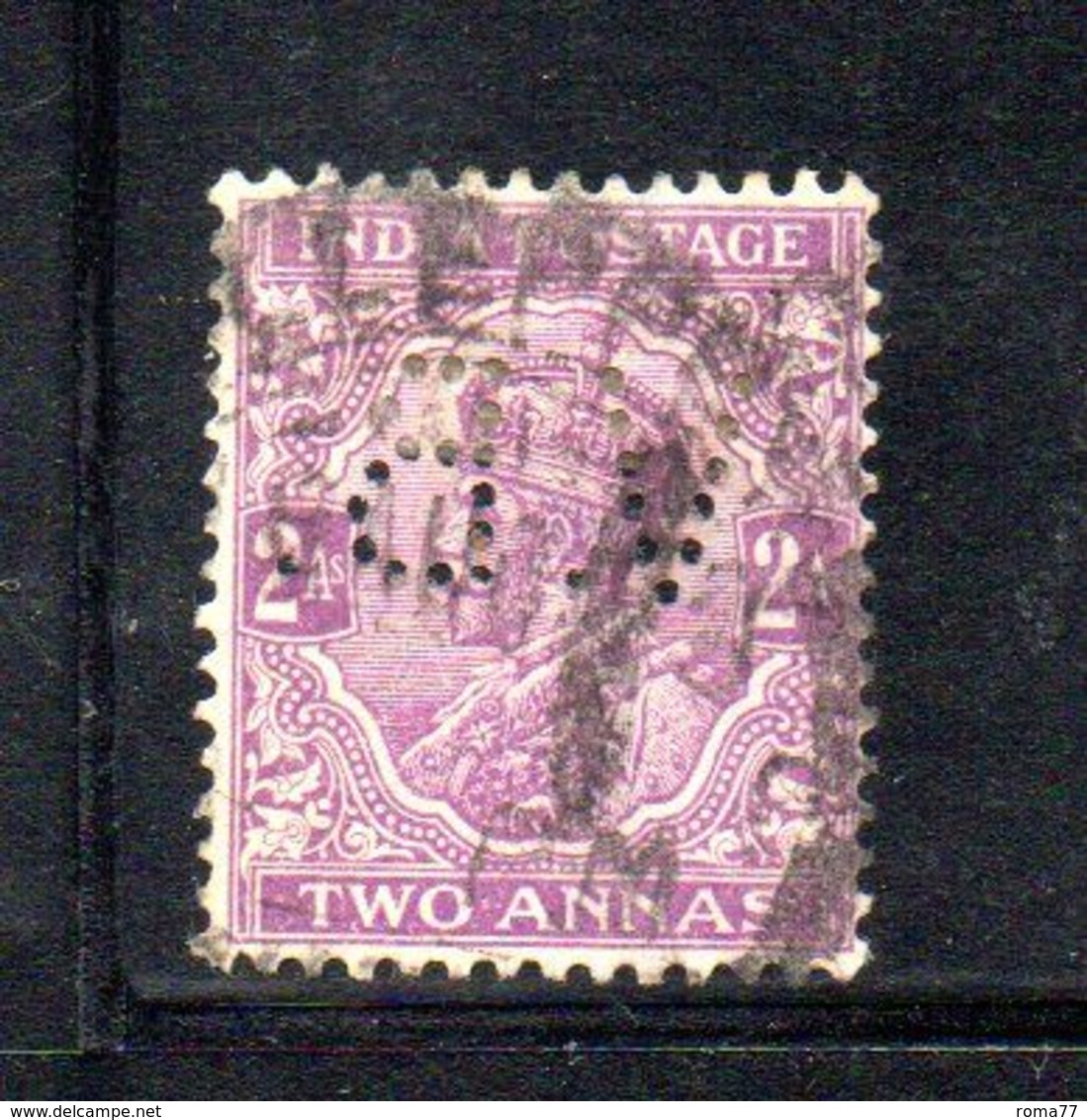 APR3001 - INDIA , 2 Annas  Usato PERFIN PERFINS - Used Stamps