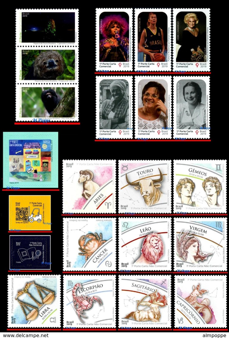 Ref. BR-Y2019 BRAZIL 2019 FULL YEAR, ALL STAMPS ISSUED,, EXCEPT PERSONALIZED, ALL MNH 70V - Full Years