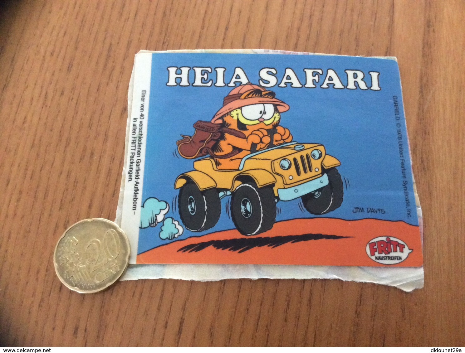 AUTOCOLLANT, Sticker, Chromo 1978 «FRITT KAUSTREIFEN - GARFIELD - HEIA SAFARI» - Adesivi