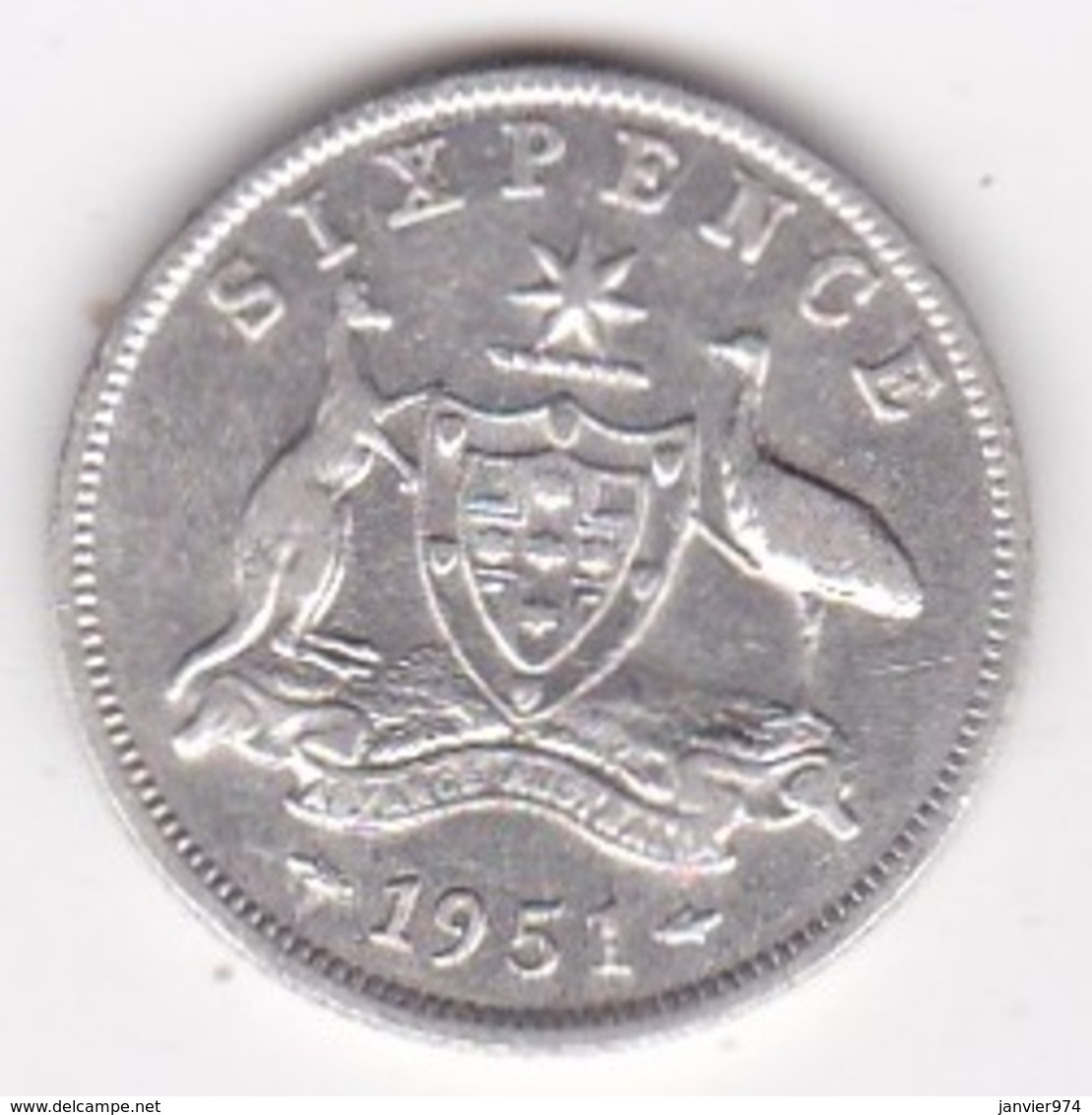 Australie 6 Pence 1951 Melbourne. George VI, En Argent . KM# 45 - Sixpence