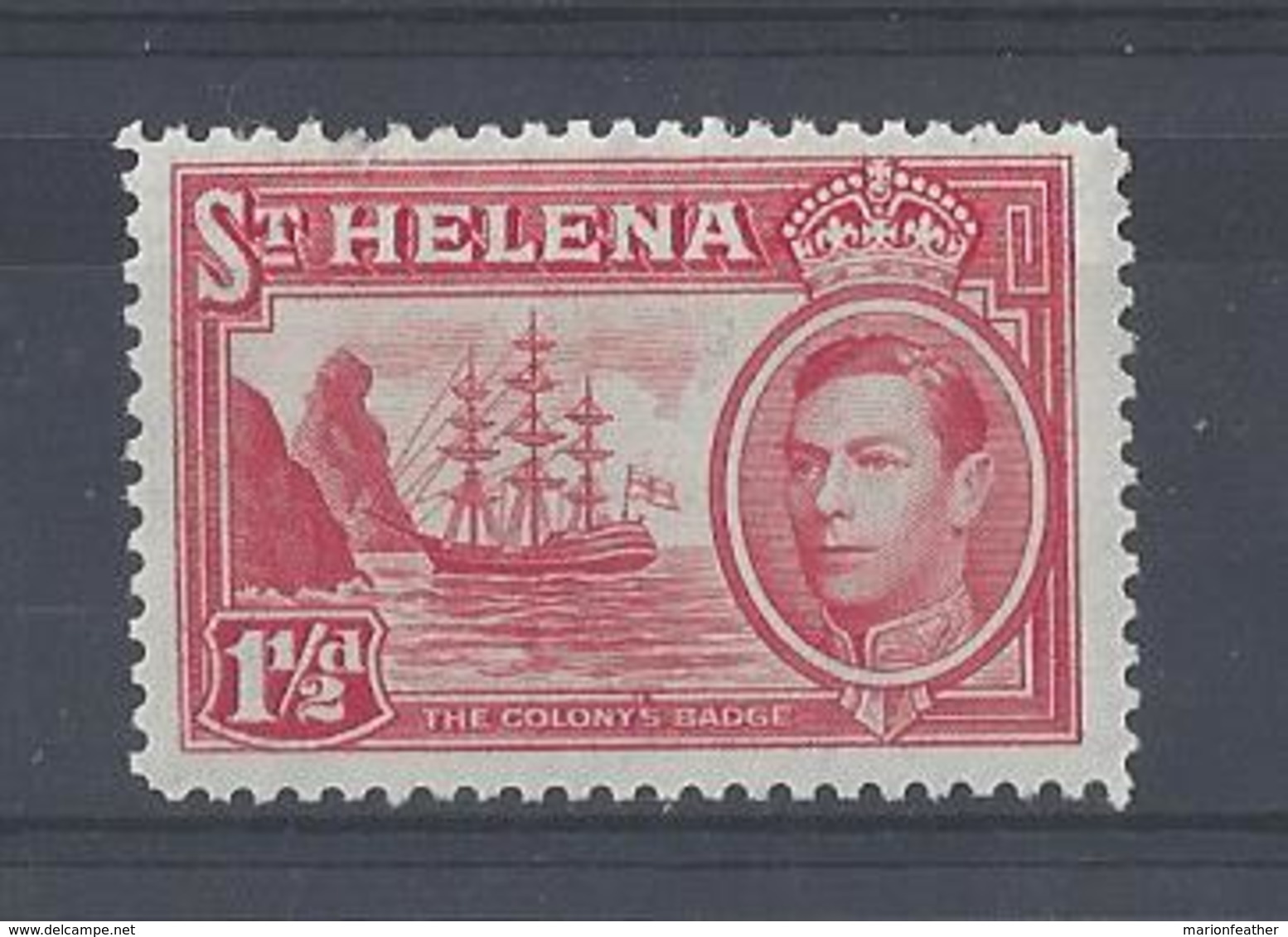 ST. HELENA ....KING GEORGE...VI..(1936-52.)......1 AND HALFd.........SG133.......SMALL TEAR ON TOP PERF......MH... - St. Helena