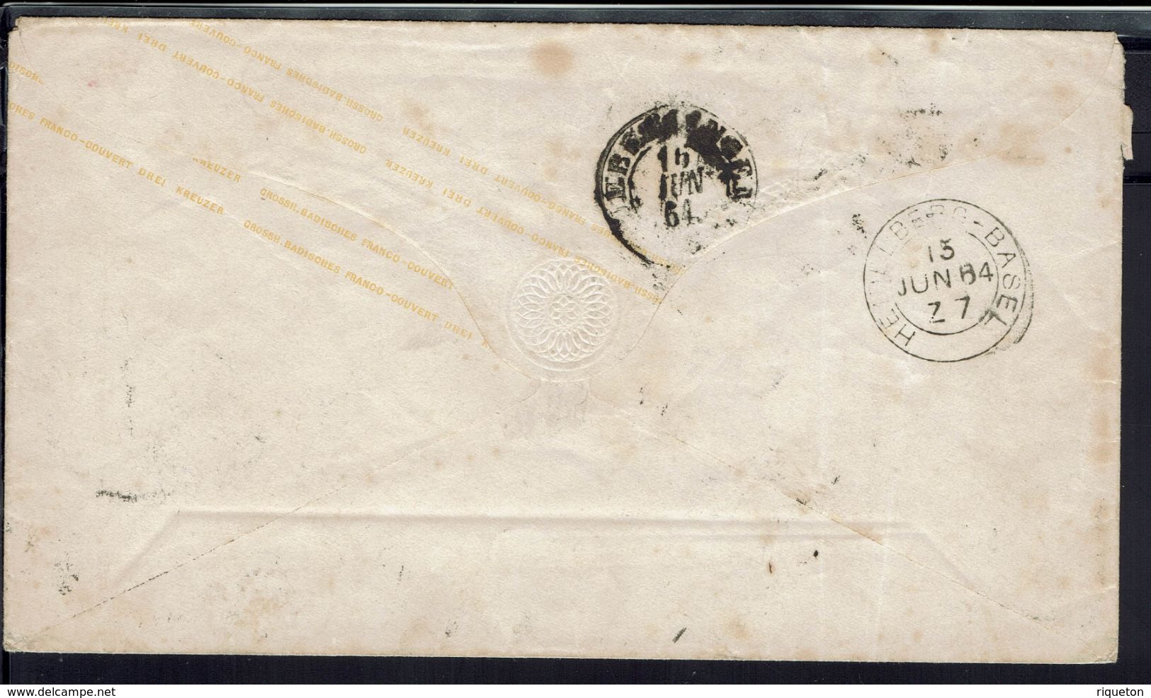 Allemagne - 1864 - Enveloppe Entier Postal 3 K De Mannheim Vers Heidelberg - B/TB - - Other & Unclassified